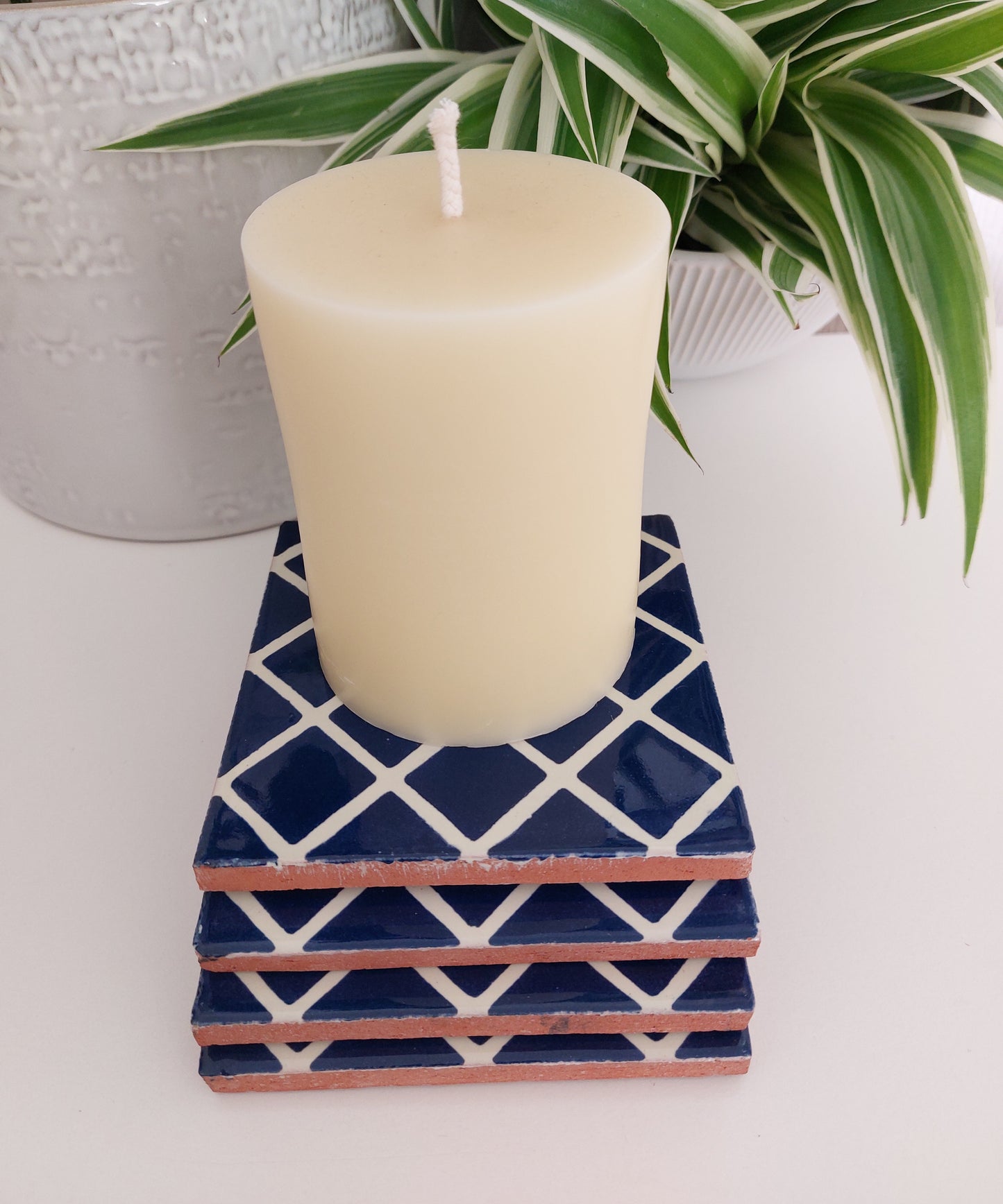 Ceramic Mix Blue And White Coasters Geometric Pattern