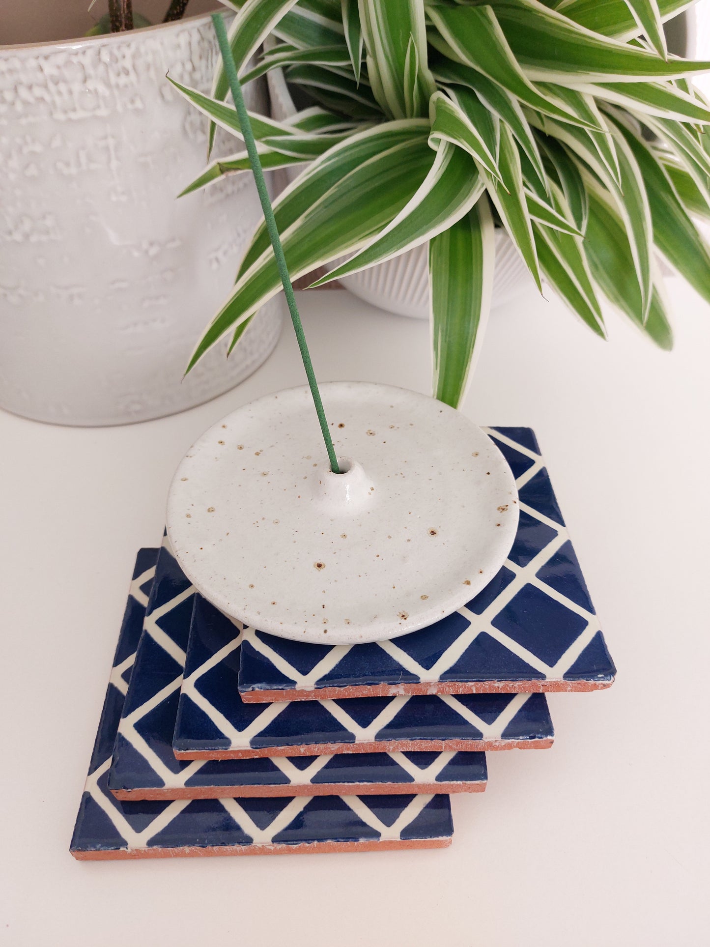 Ceramic Mix Blue And White Coasters Geometric Pattern