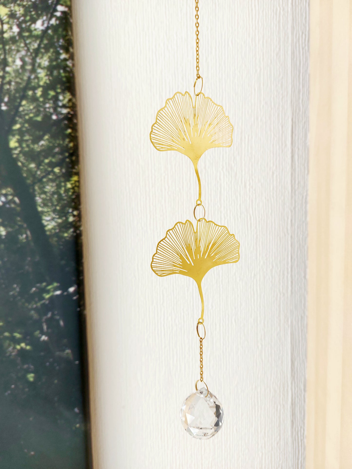 Ginkgo leaves Suncatcher Hanging Crystals Prism Rainbow Maker