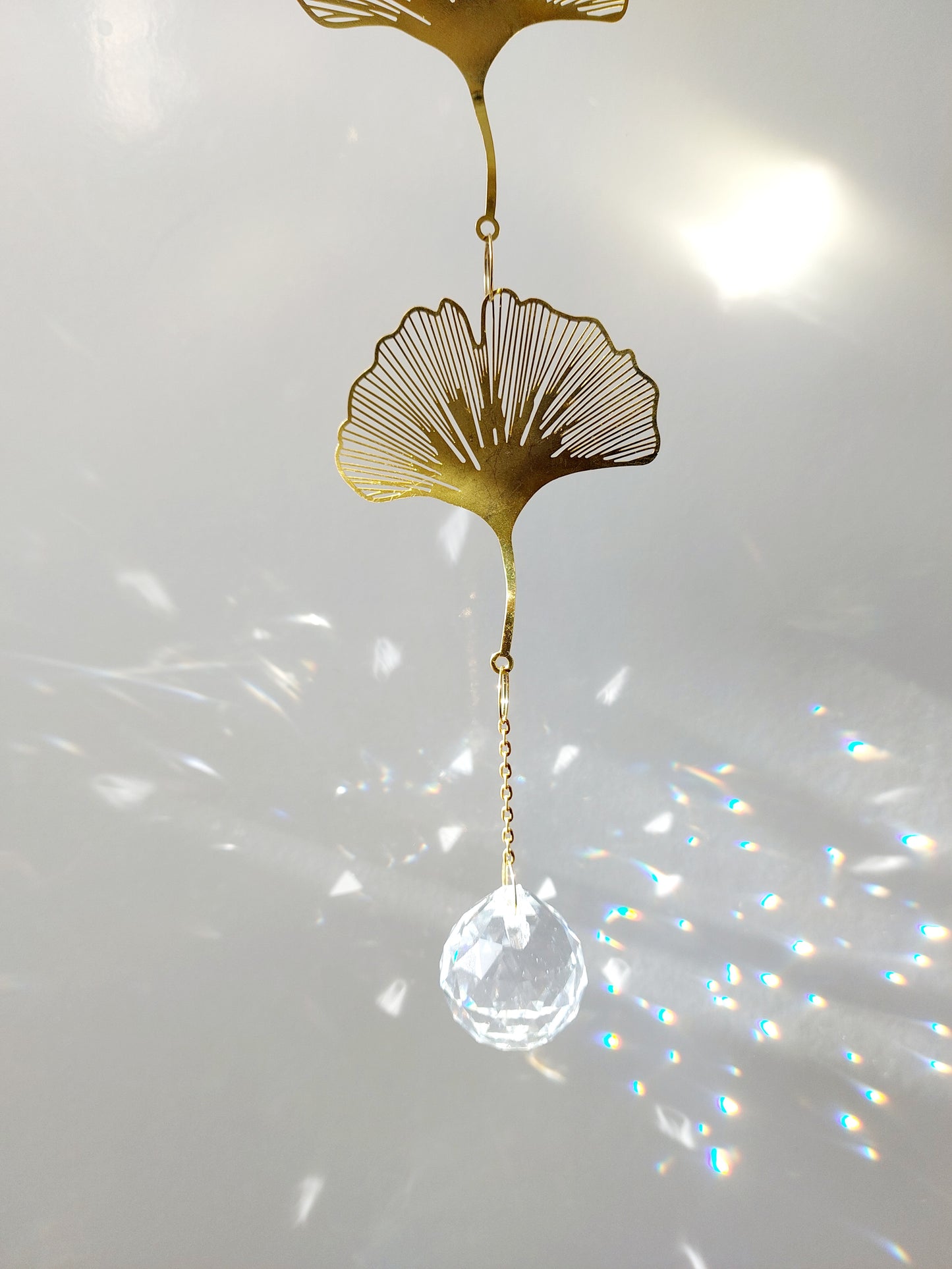 Ginkgo leaves Suncatcher Hanging Crystals Prism Rainbow Maker
