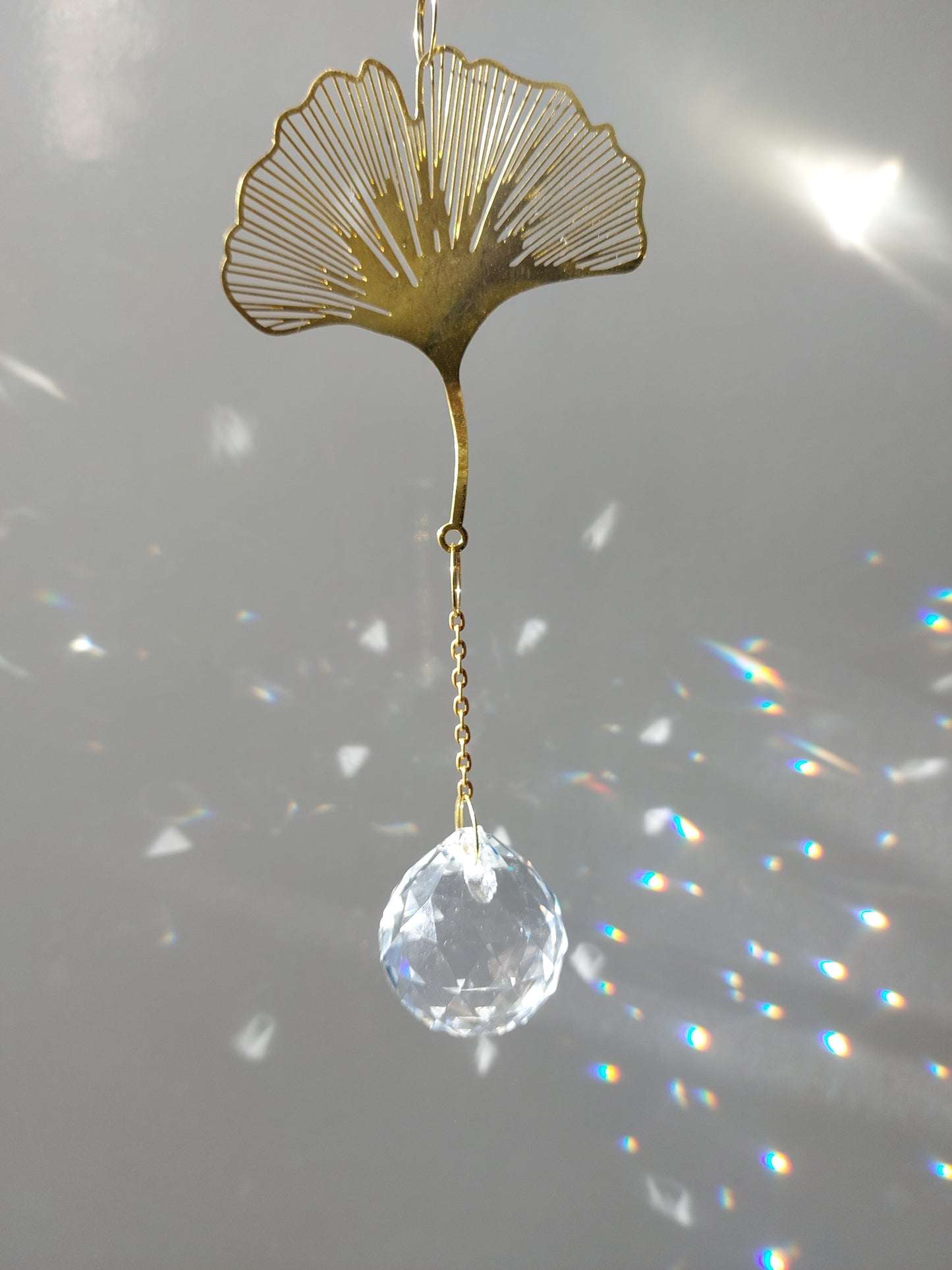 Ginkgo leaves Suncatcher Hanging Crystals Prism Rainbow Maker