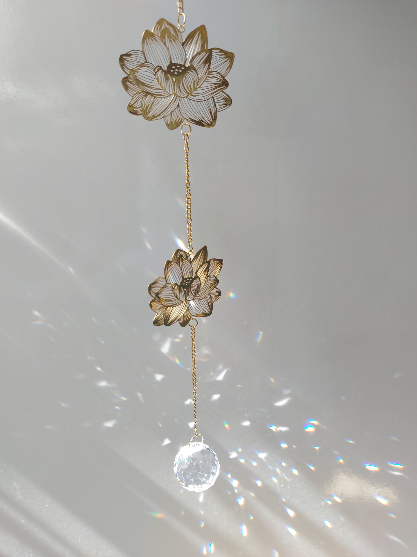 Lotus leaves Suncatcher Hanging Crystals Prism Rainbow Maker