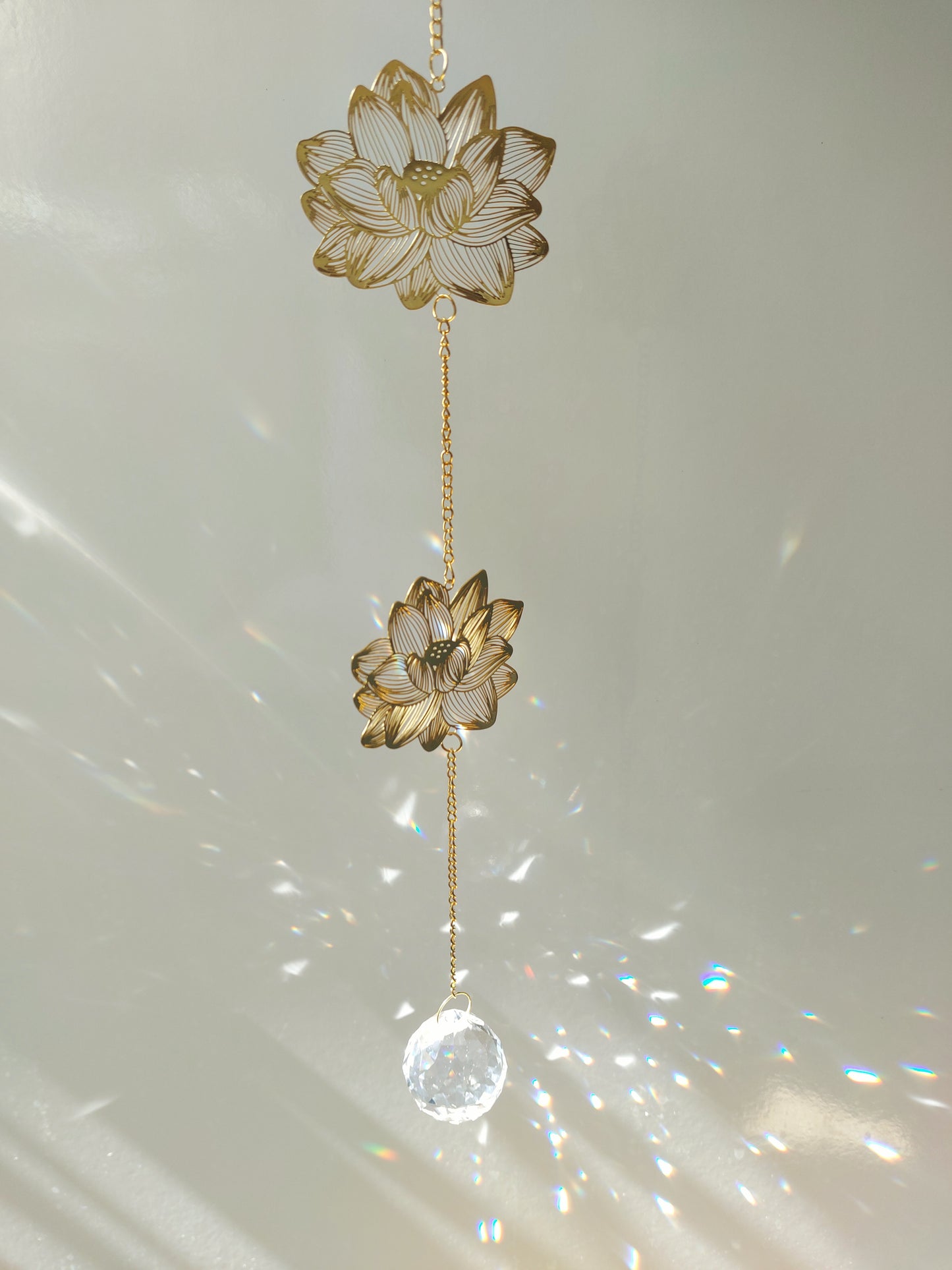 Lotus leaves Suncatcher Hanging Crystals Prism Rainbow Maker
