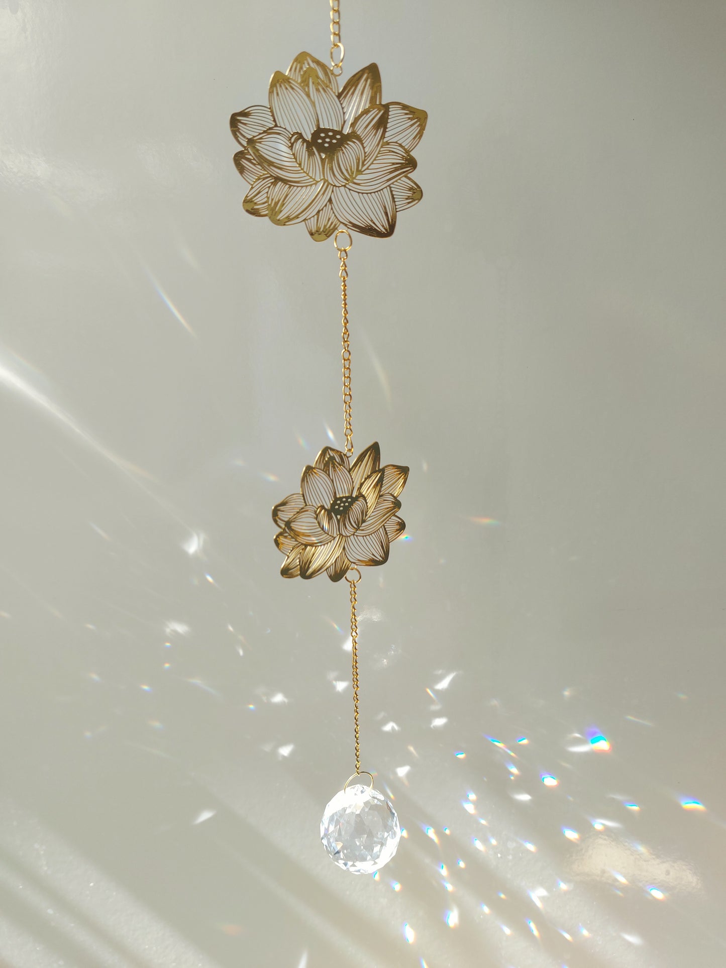 Lotus leaves Suncatcher Hanging Crystals Prism Rainbow Maker