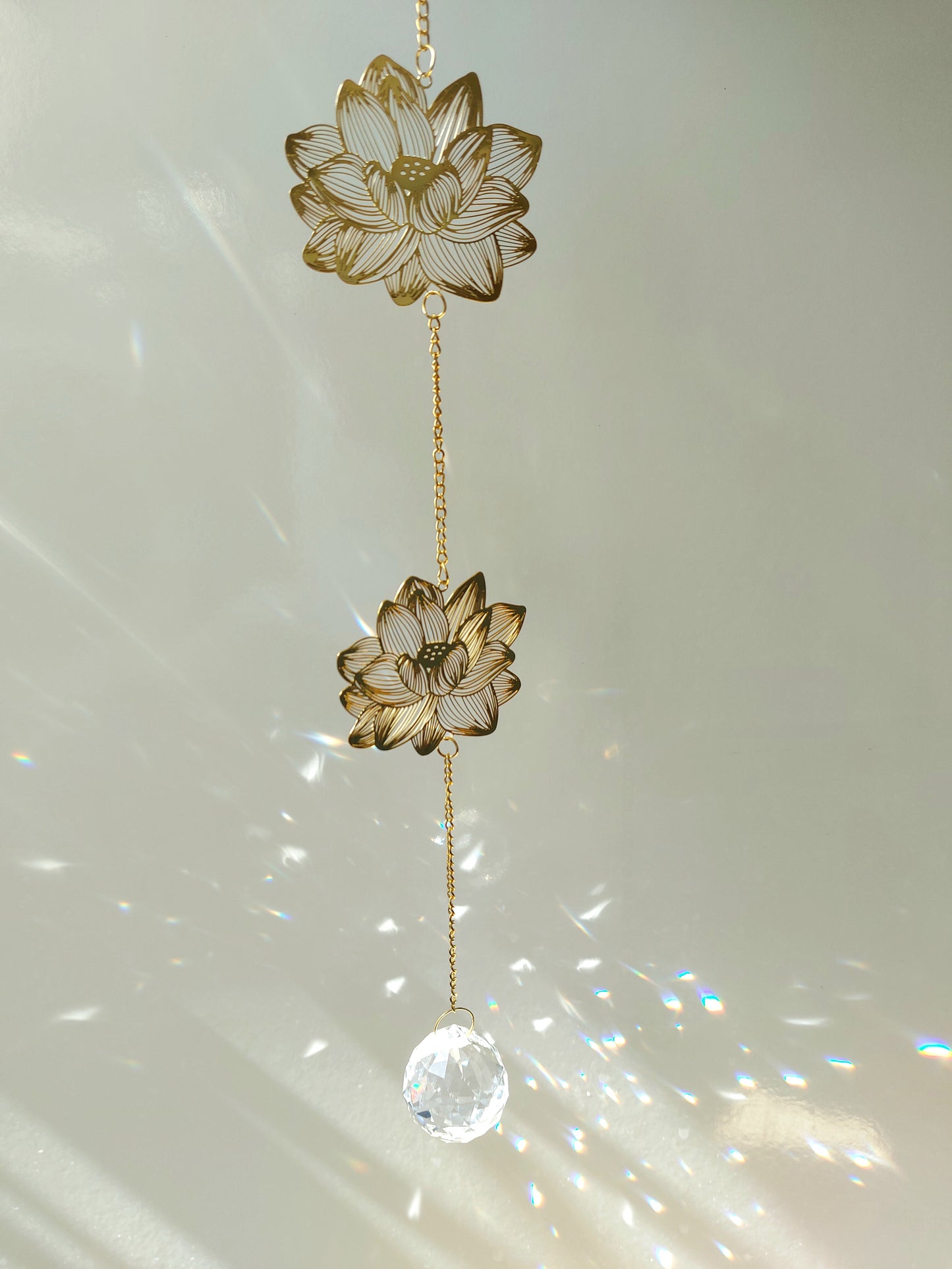 Lotus leaves Suncatcher Hanging Crystals Prism Rainbow Maker