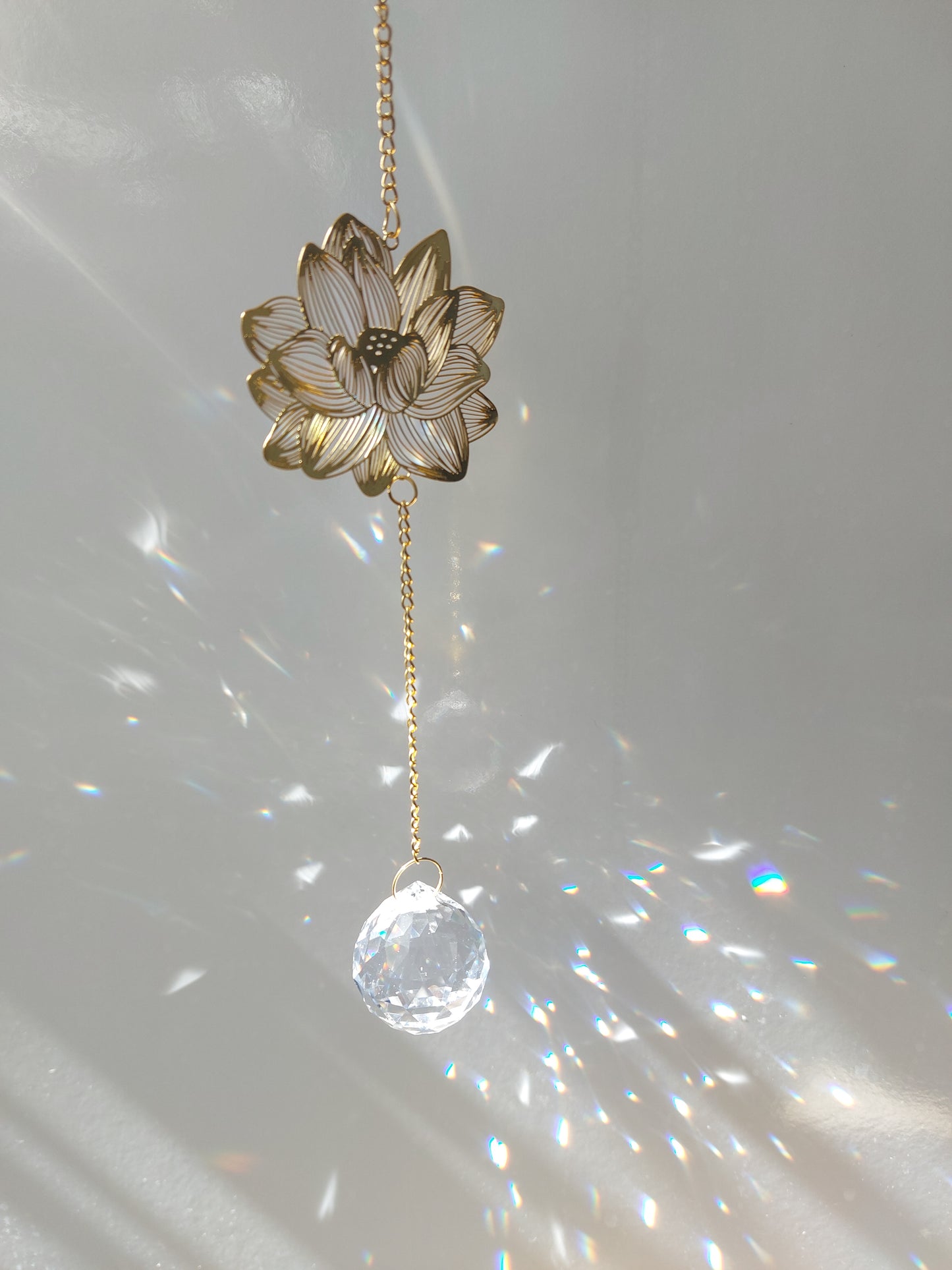 Lotus leaves Suncatcher Hanging Crystals Prism Rainbow Maker