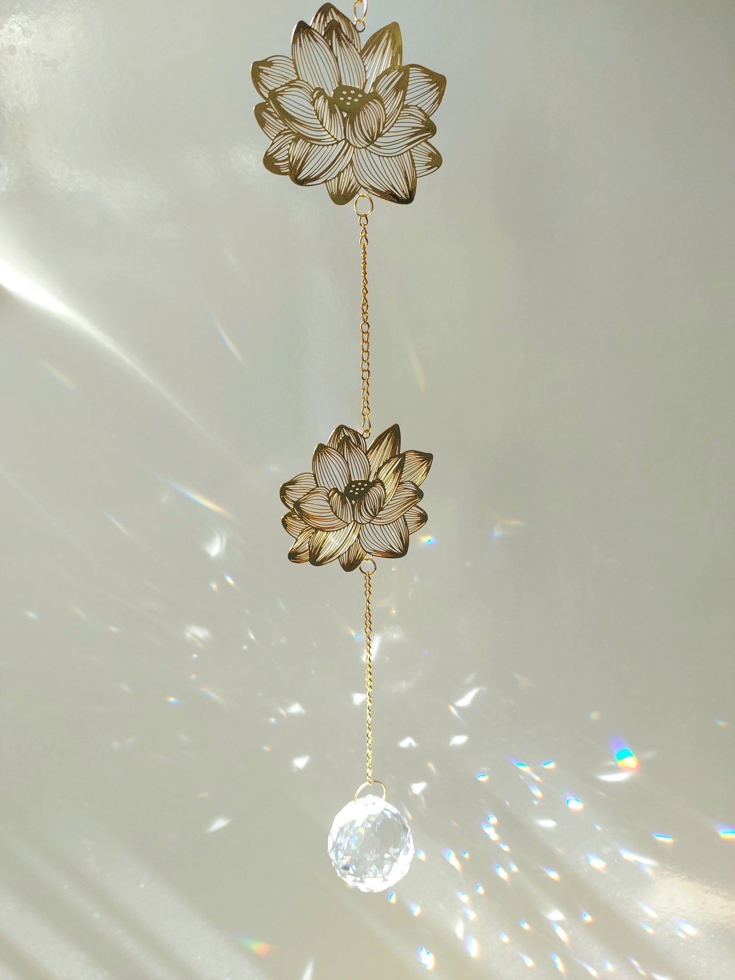 Lotus leaves Suncatcher Hanging Crystals Prism Rainbow Maker