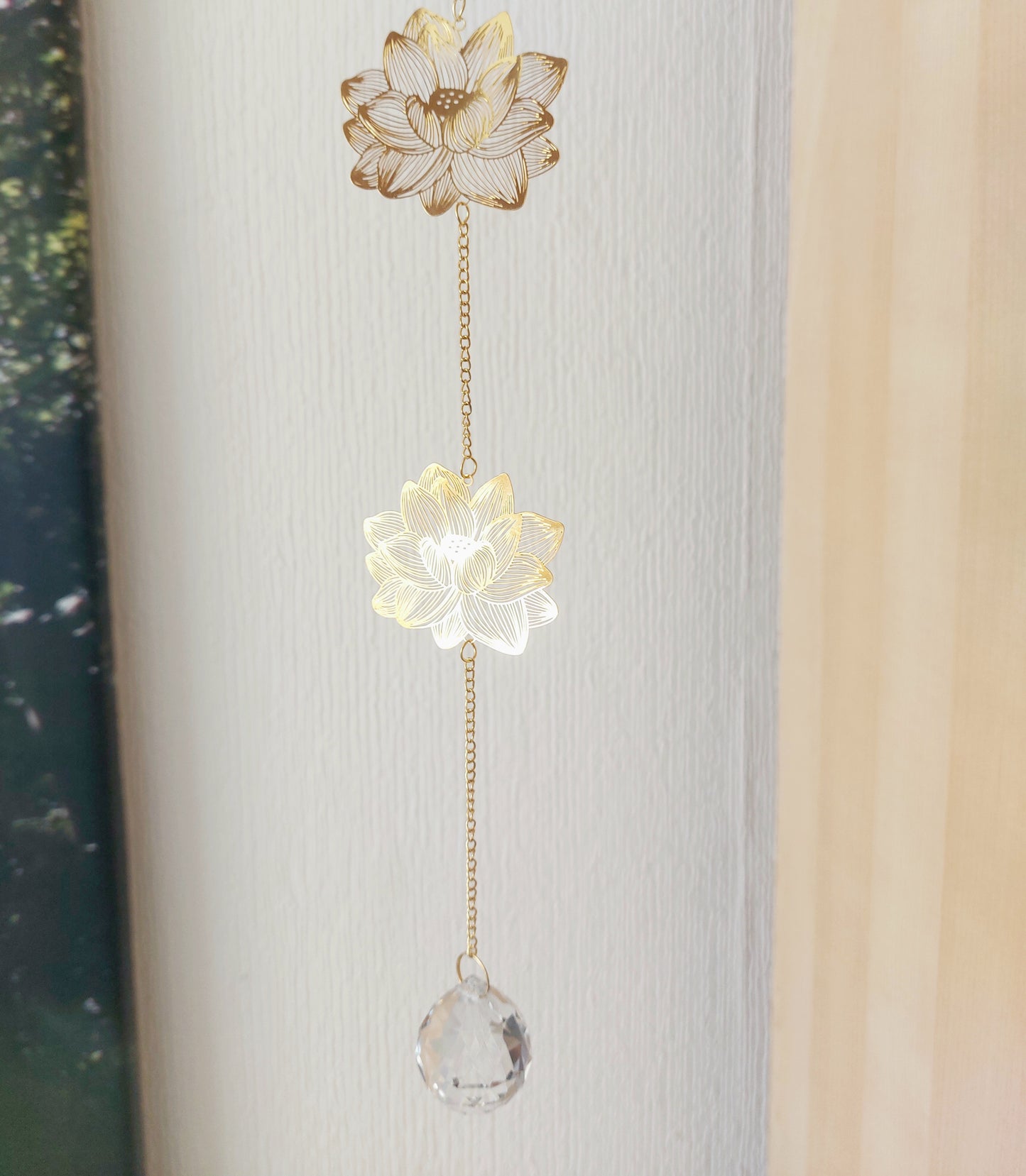 Lotus leaves Suncatcher Hanging Crystals Prism Rainbow Maker