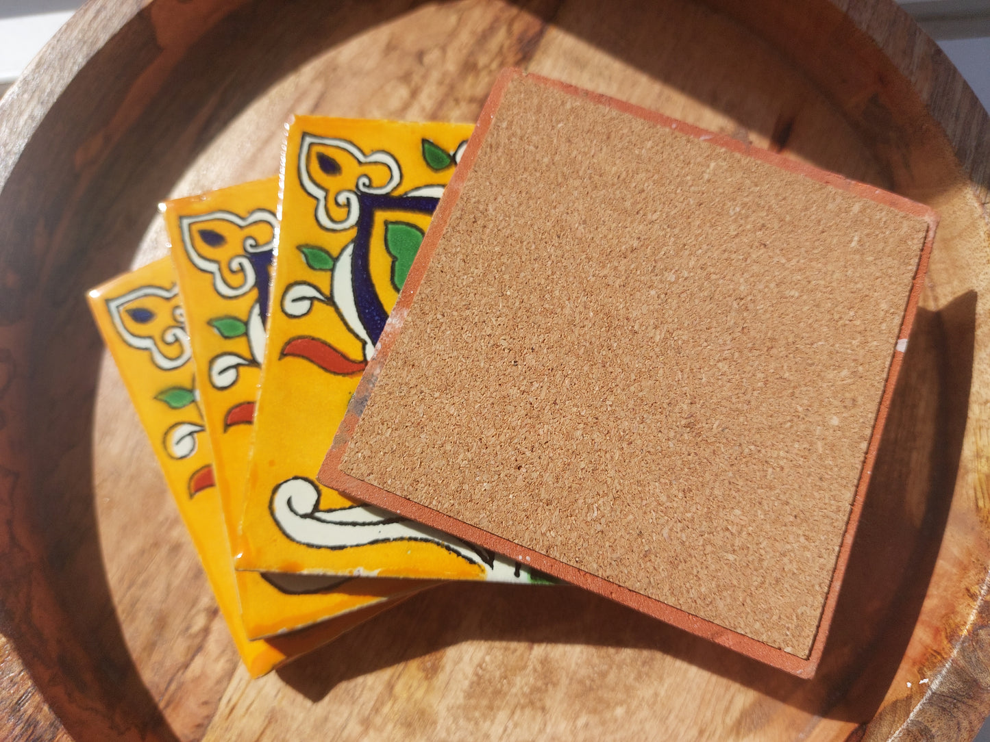 Ceramic Coasters Warm Mix Yellow and Blue pattern