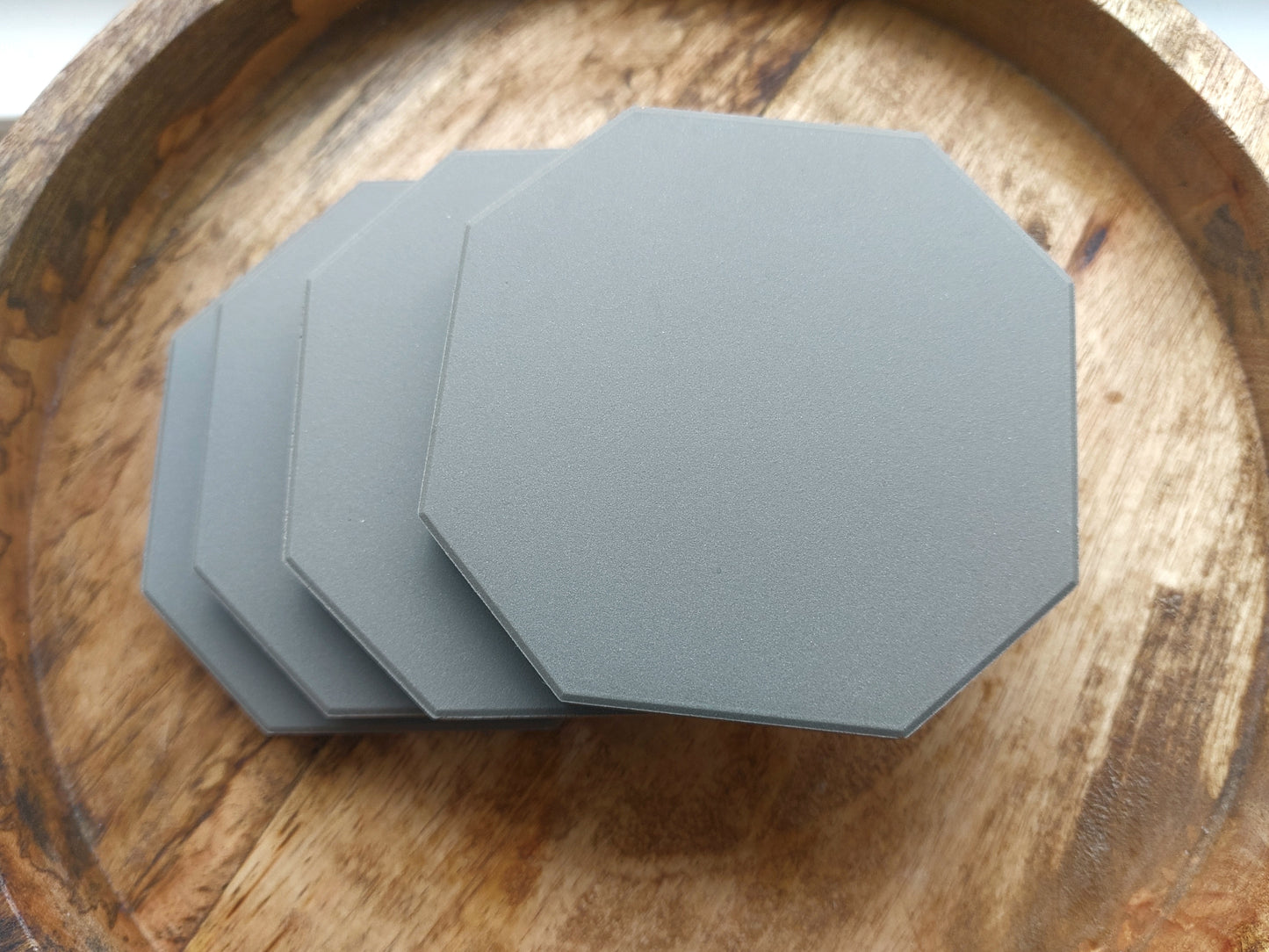 Ceramic Matte Grey Octagon Coasters