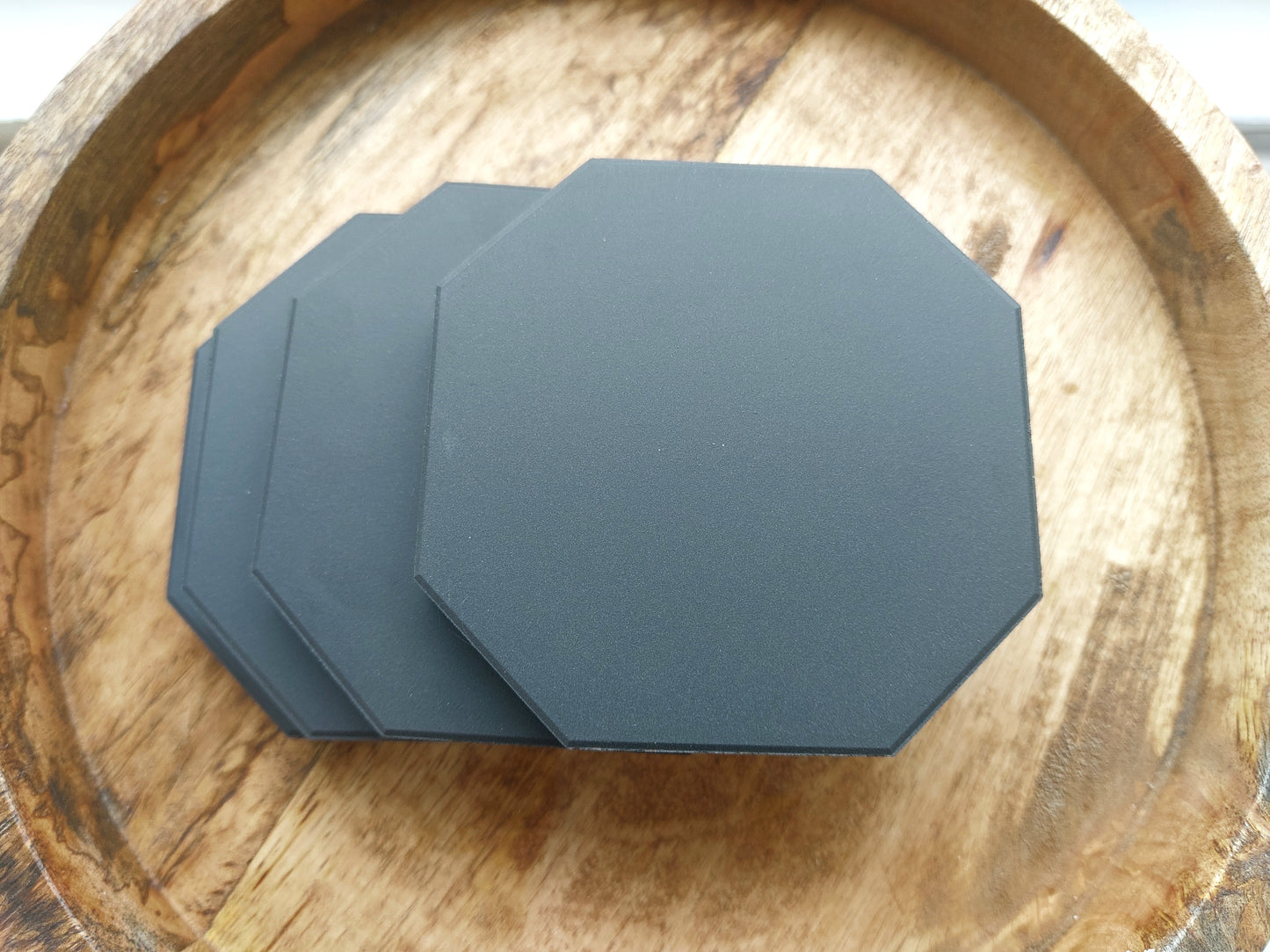 Ceramic Matte Black Octagon coasters (Set of 4 )