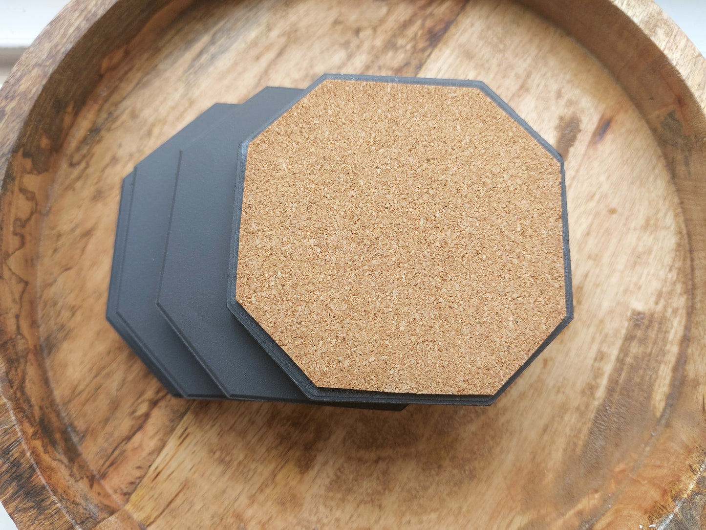 Ceramic Matte Black Octagon coasters (Set of 4 )