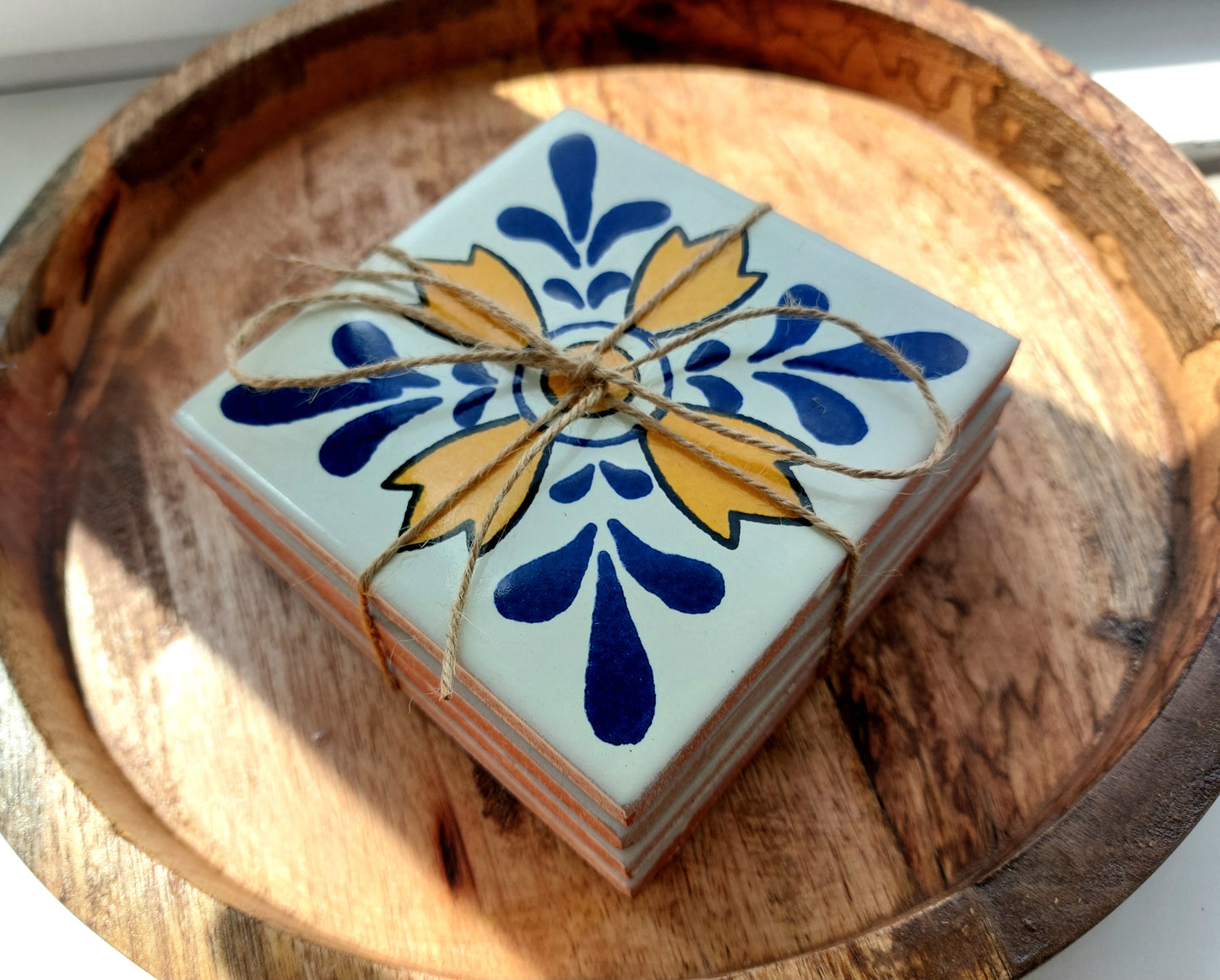Ceramic Mix Blue, Yellow and White Coasters
