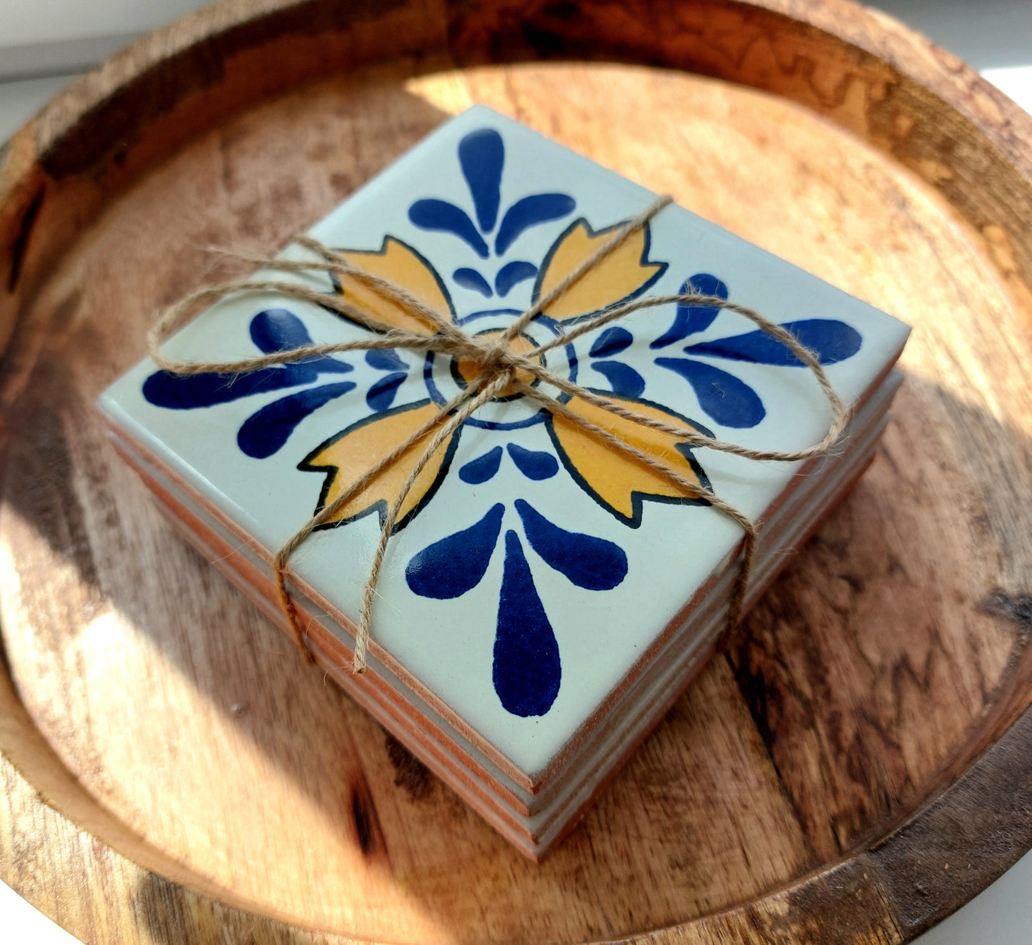Ceramic Mix Blue, Yellow and White Coasters