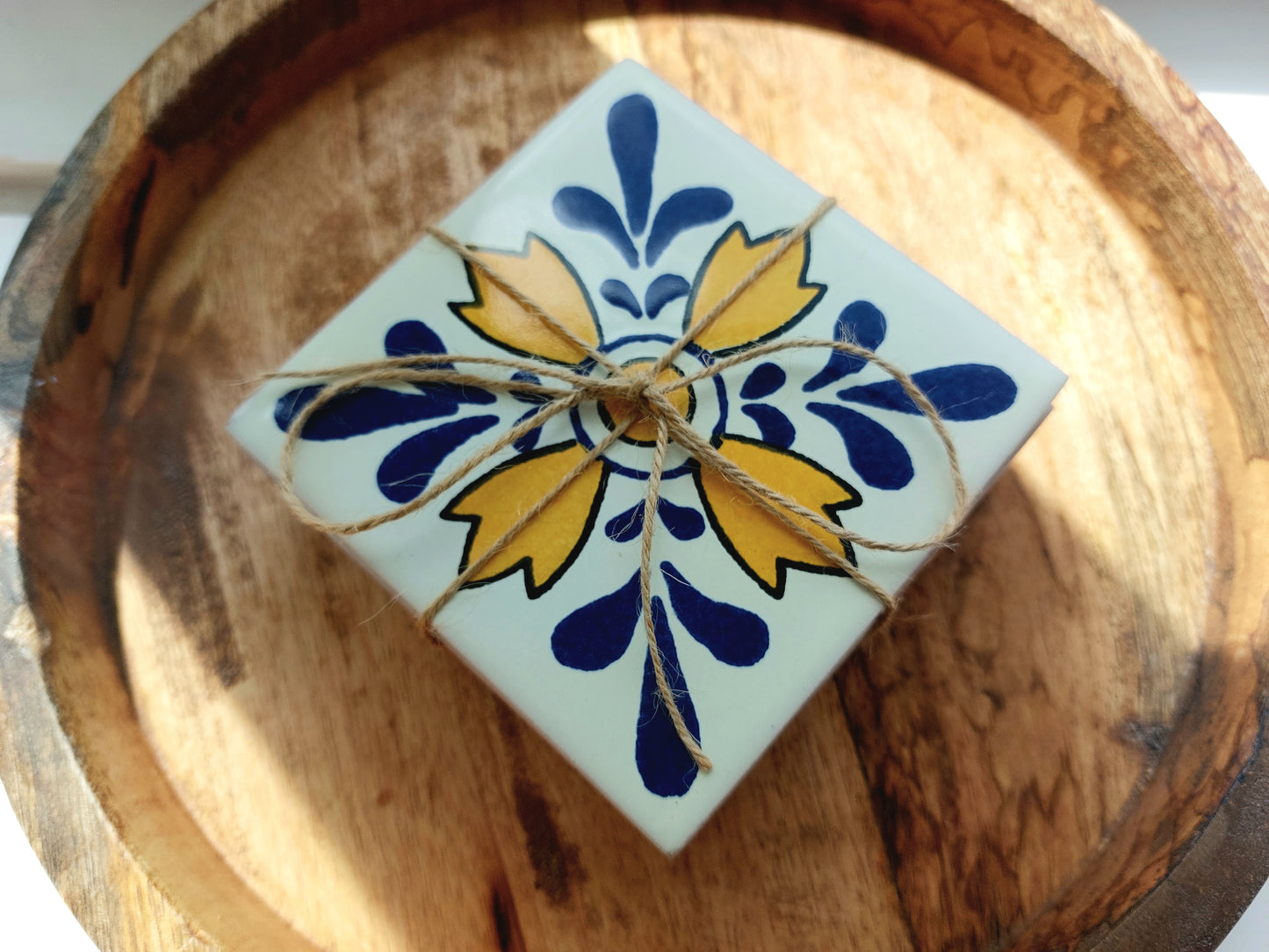 Ceramic Mix Blue, Yellow and White Coasters