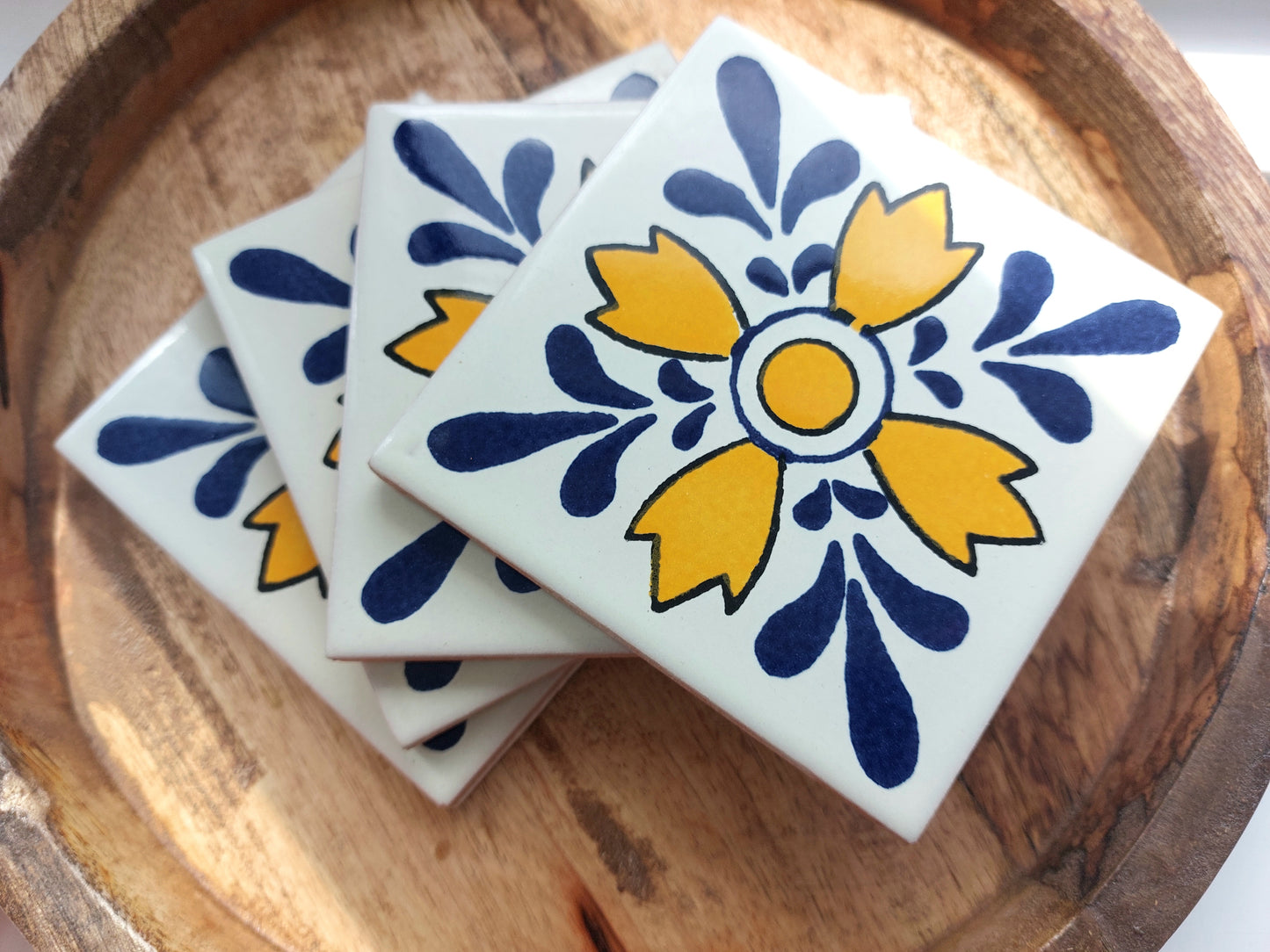 Ceramic Mix Blue, Yellow and White Coasters