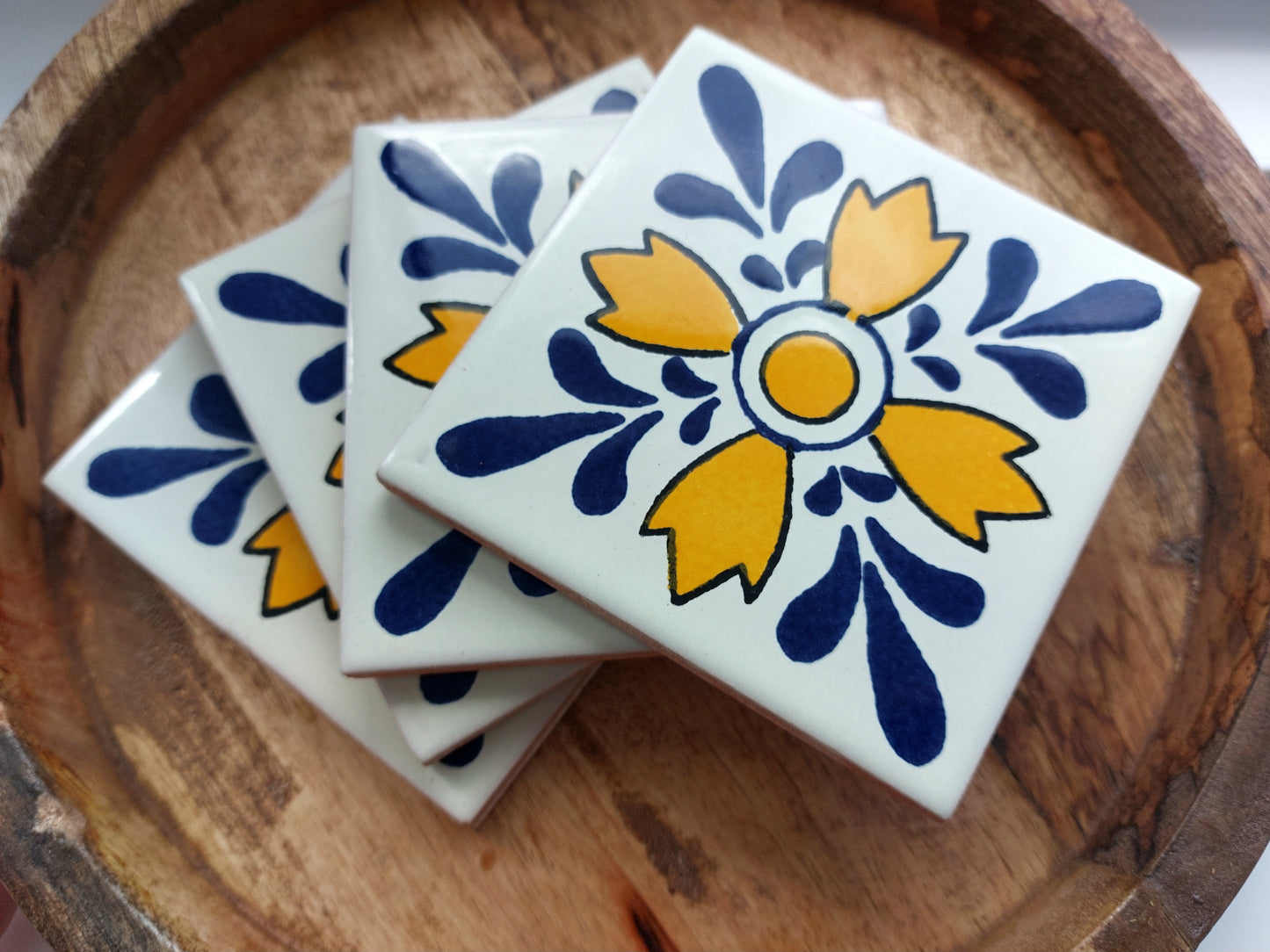 Ceramic Mix Blue, Yellow and White Coasters