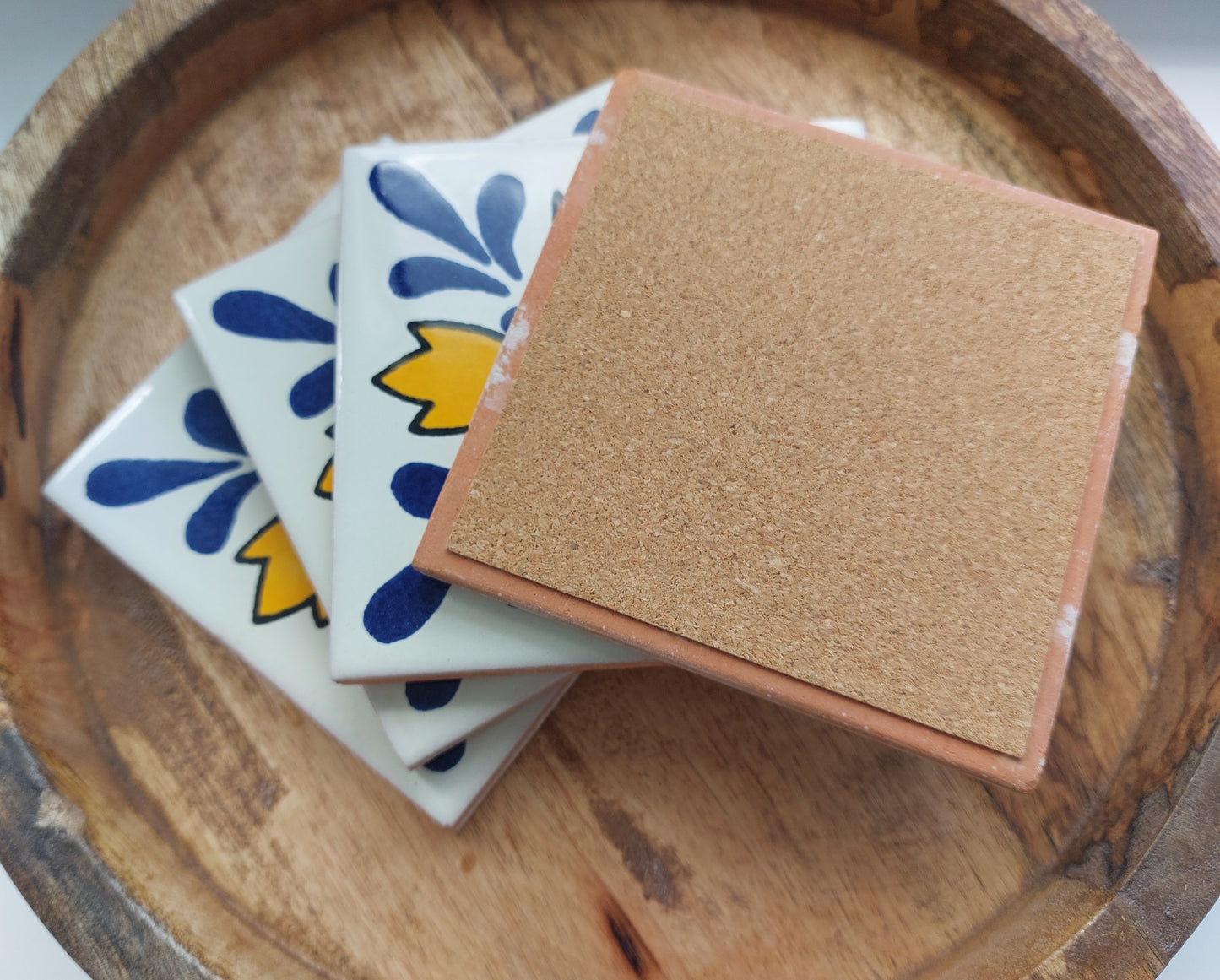 Ceramic Mix Blue, Yellow and White Coasters