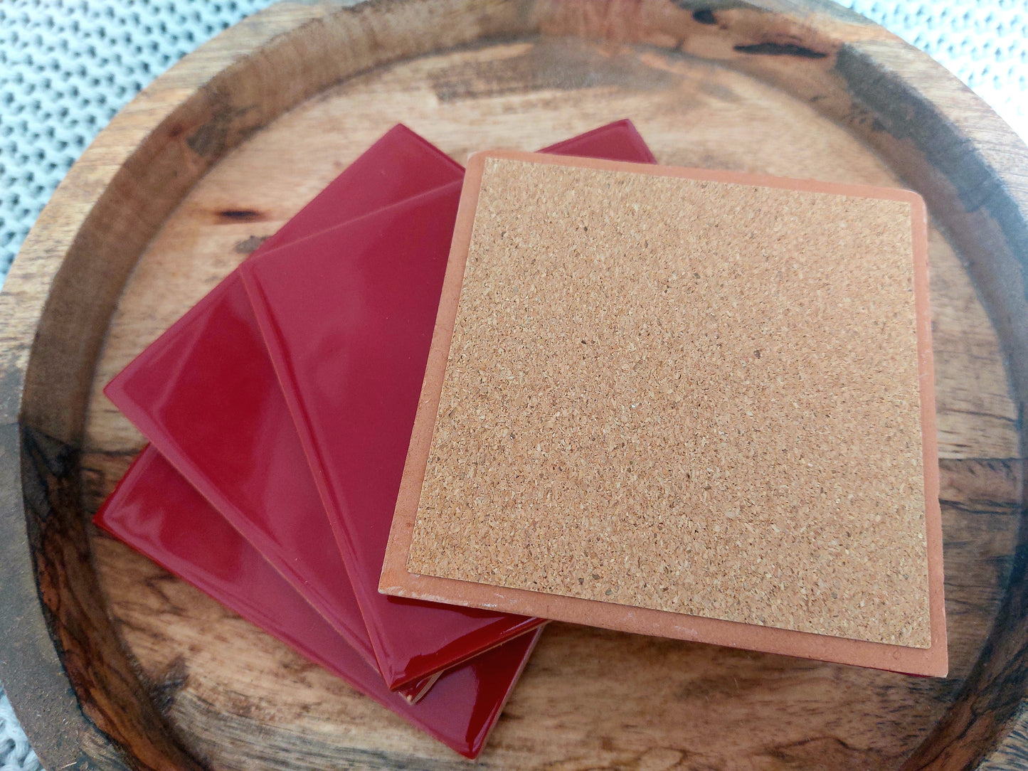 Ceramic Deep Rich Red coasters ( set of 4 )
