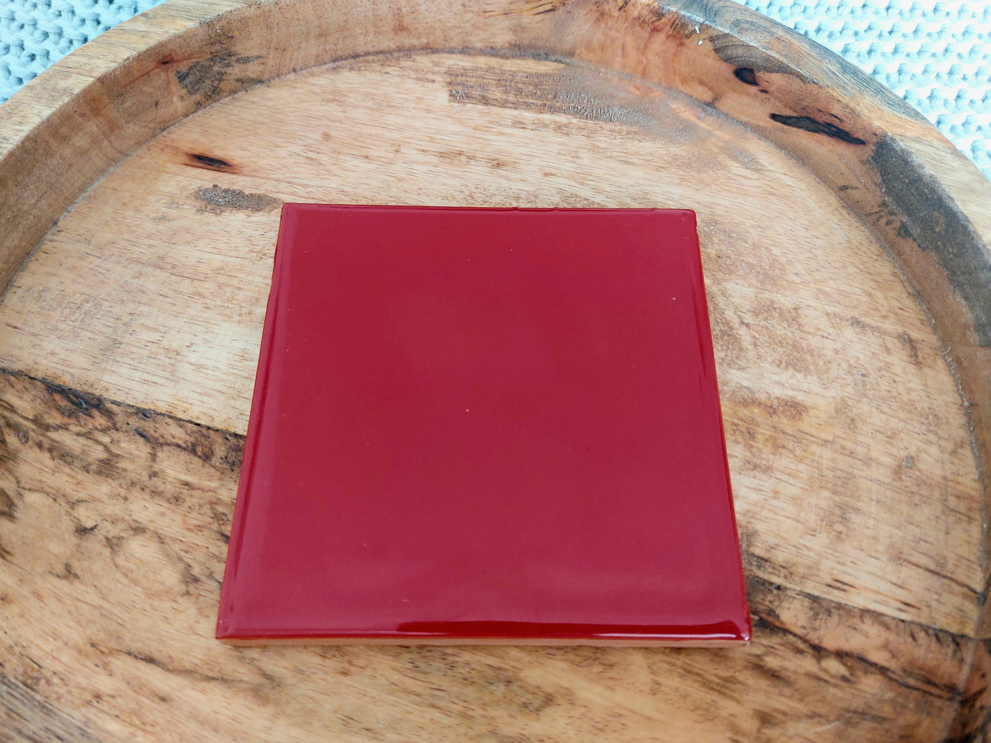 Ceramic Deep Rich Red coasters ( set of 4 )