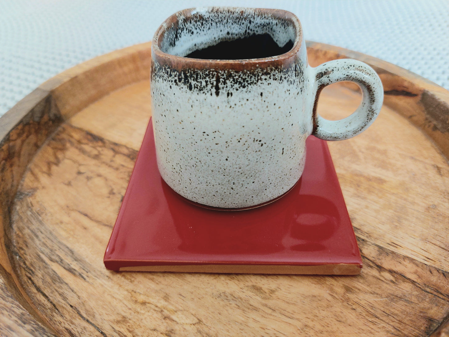 Ceramic Deep Rich Red coasters ( set of 4 )