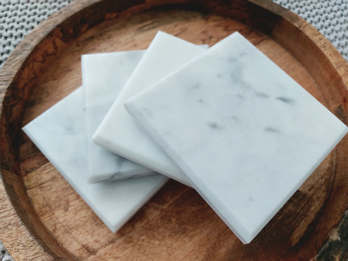 Smooth Natural Marble coasters set