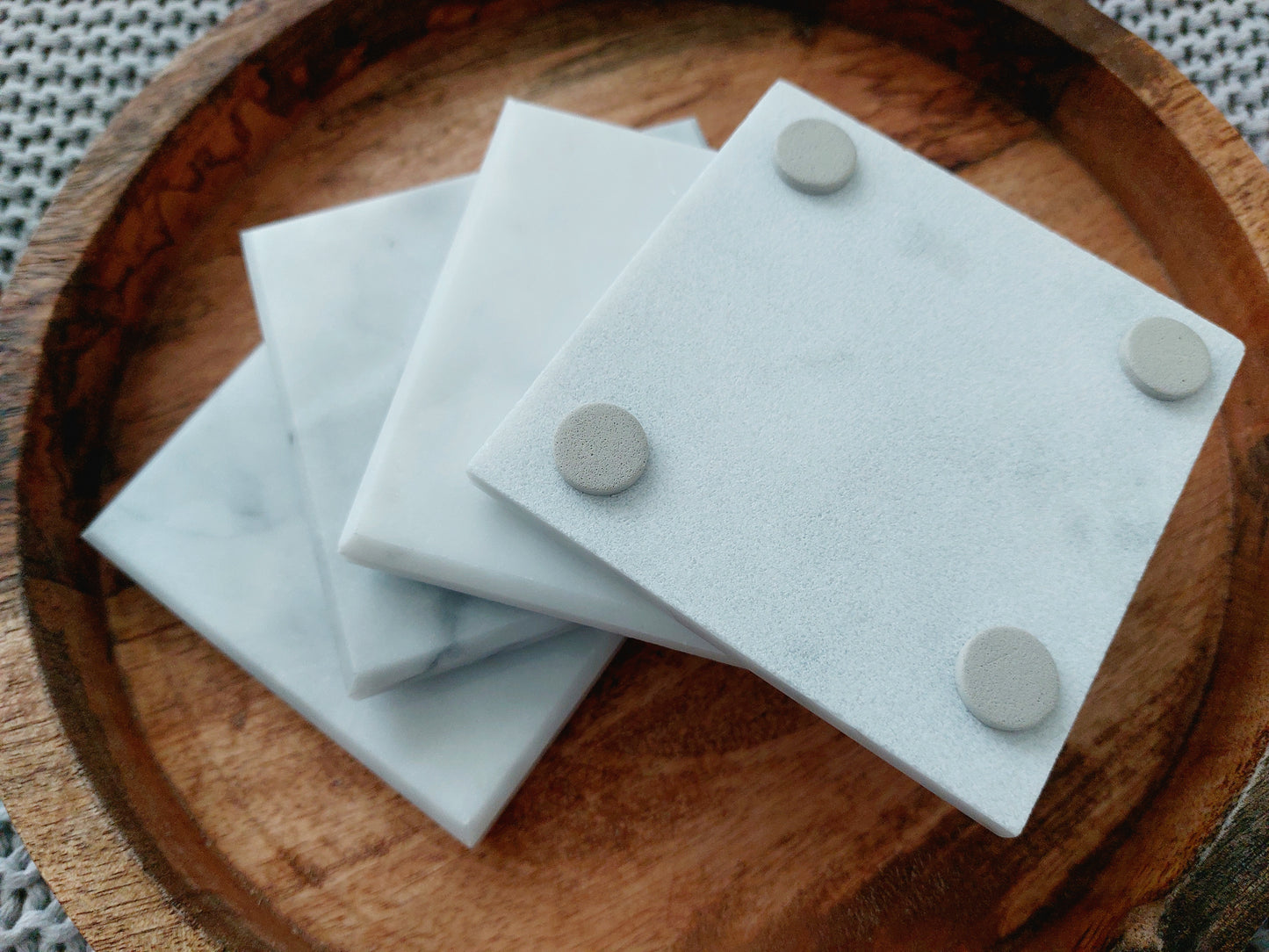 Smooth Natural Marble coasters set