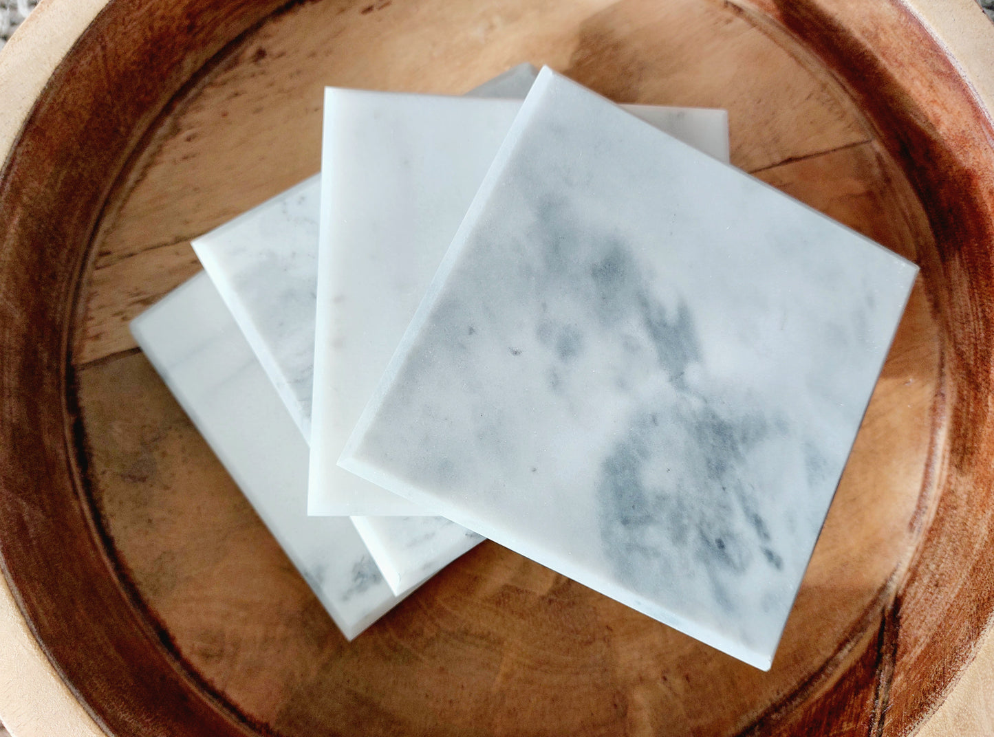 Smooth Natural Marble coasters set