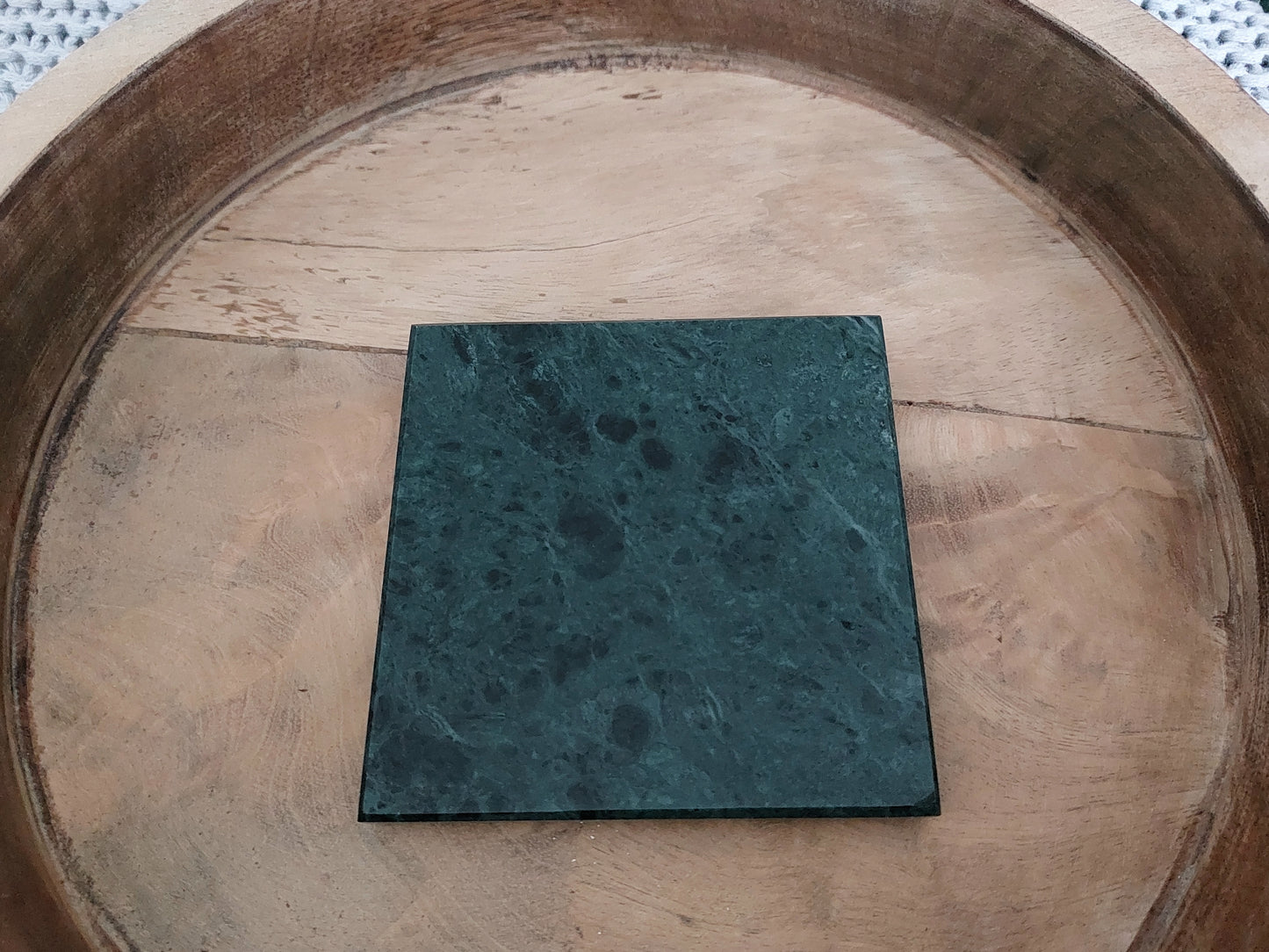 Smooth Natural Marble coasters set rich green