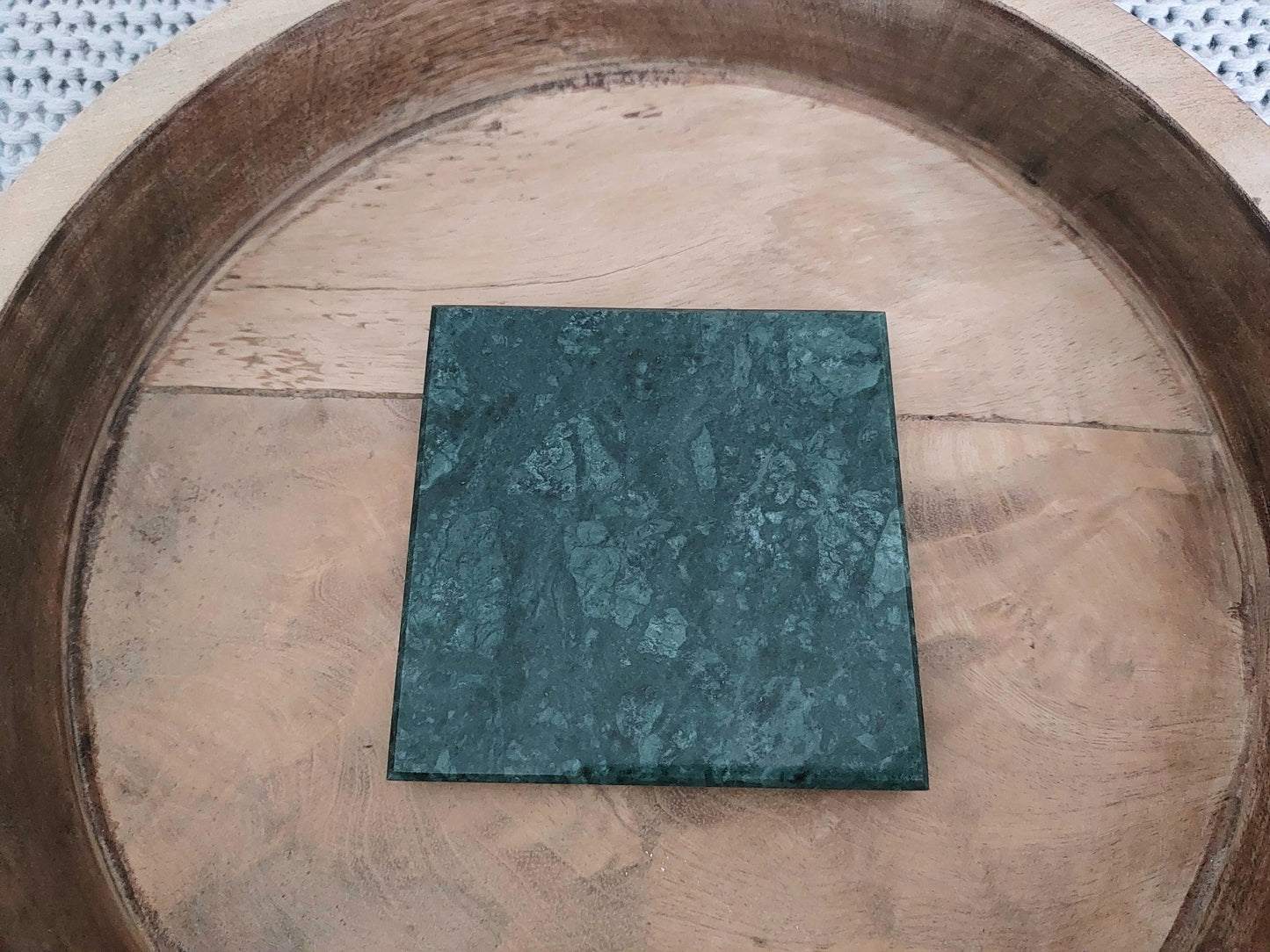 Smooth Natural Marble coasters set rich green