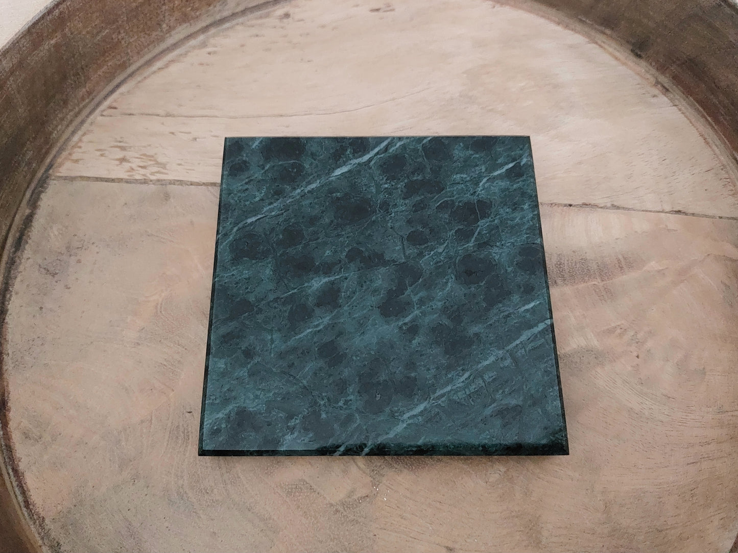 Smooth Natural Marble coasters set rich green