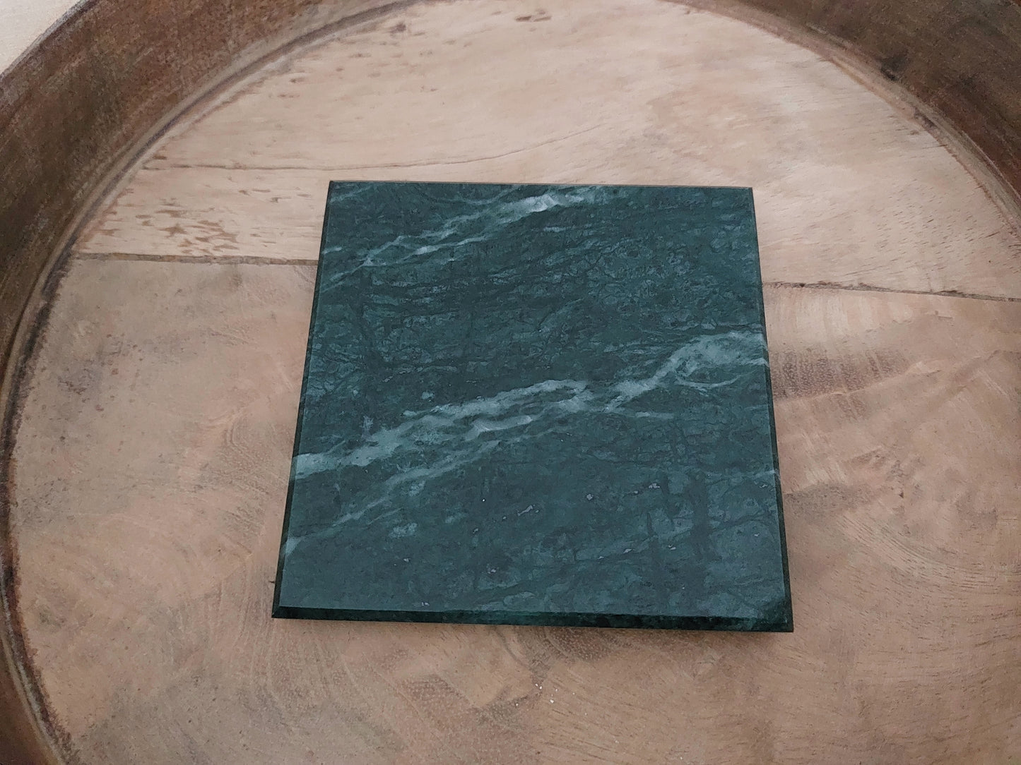 Smooth Natural Marble coasters set rich green