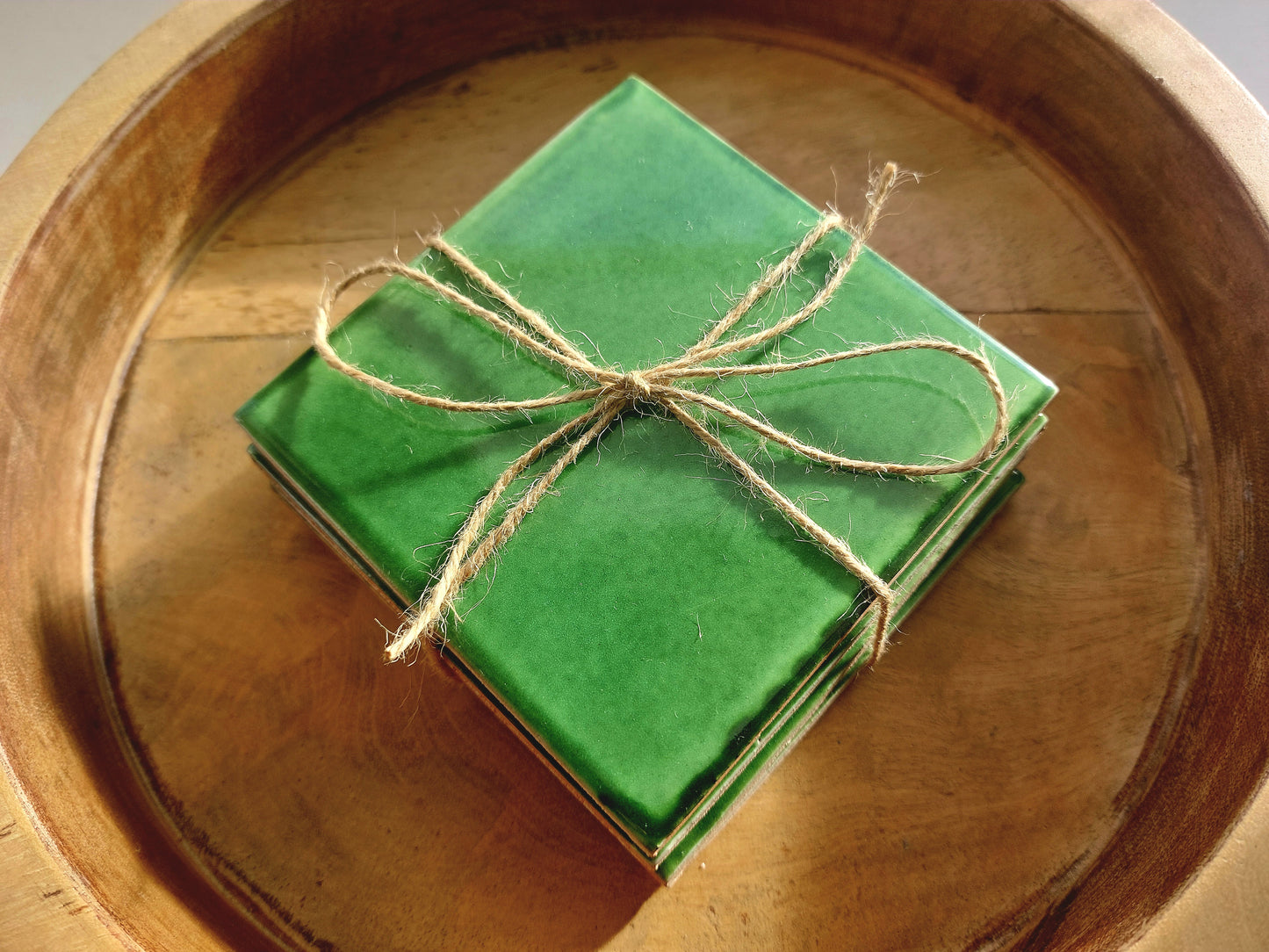 Ceramic Soft Green coasters ( set of 4 )