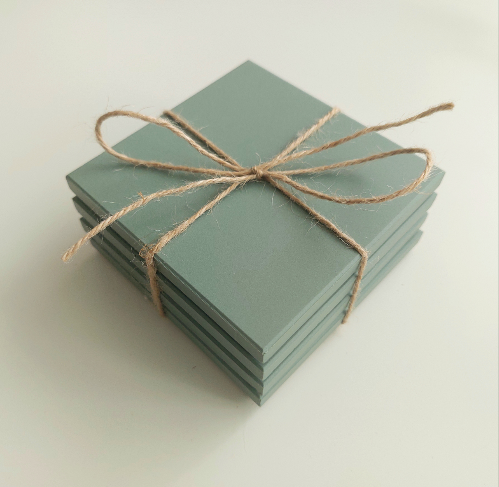 Ceramic Matte Light Green Coasters