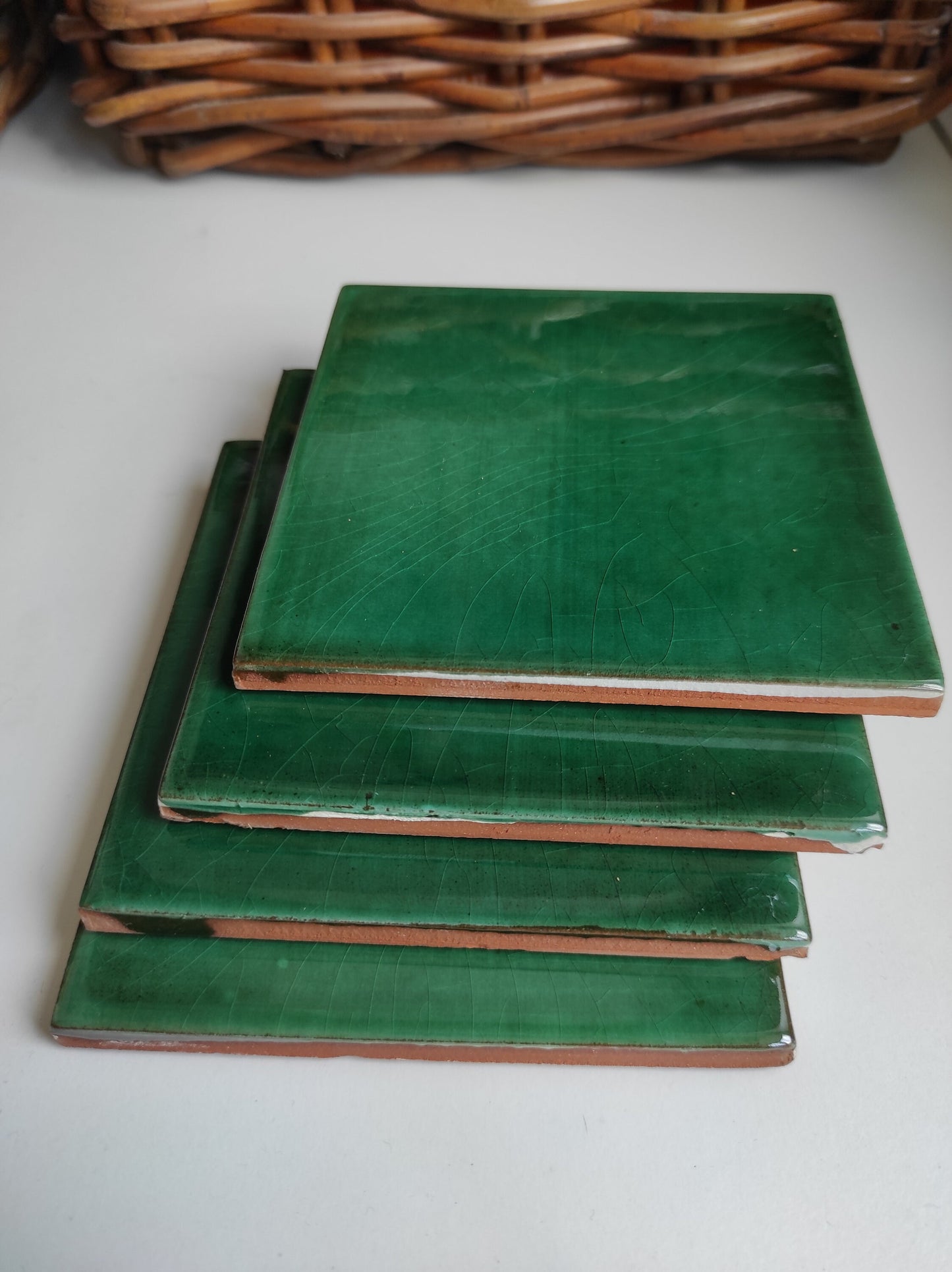 Ceramic Green coasters ( coasters set of 4 )