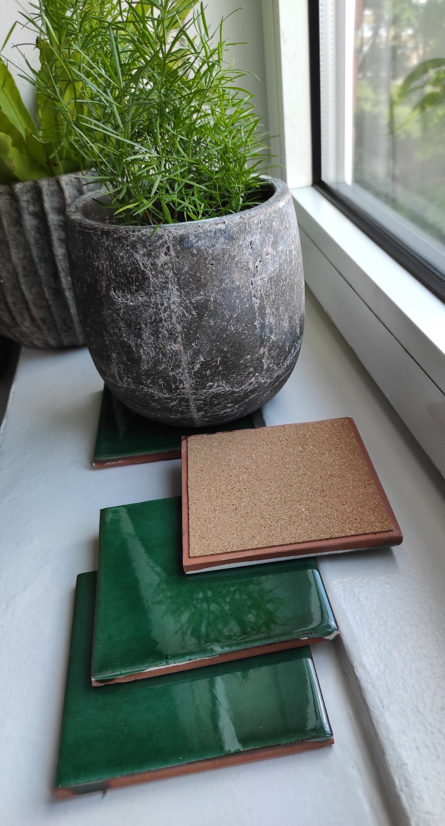 Ceramic Green coasters ( coasters set of 4 )