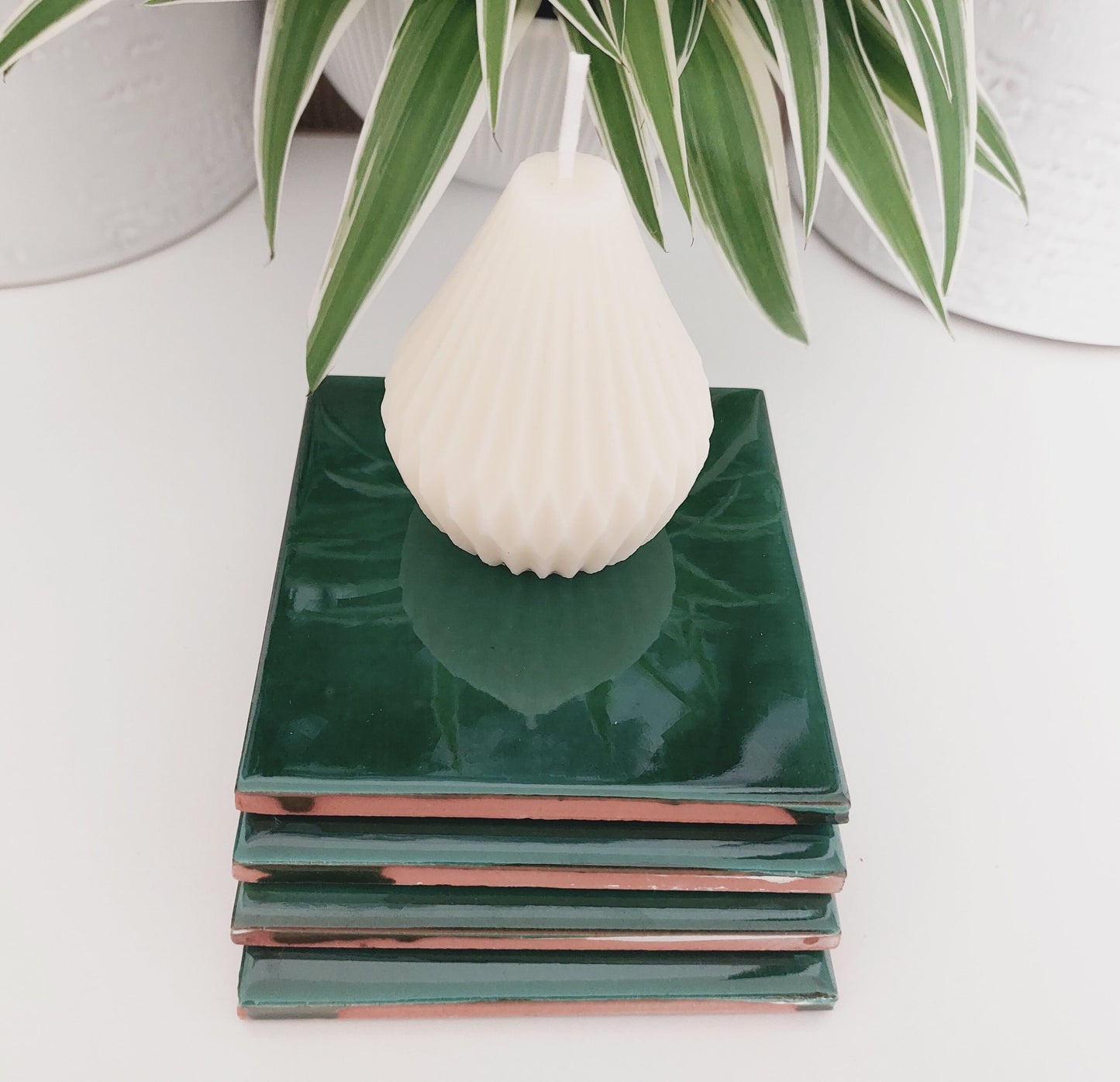 Ceramic Green coasters ( coasters set of 4 )