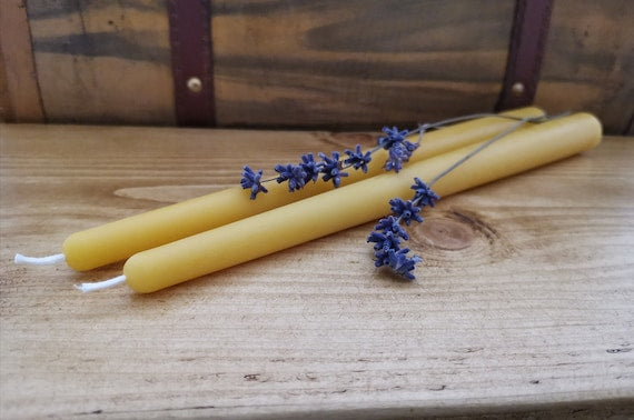 2× Dinner Taper Beeswax candles 25cmx2 cm