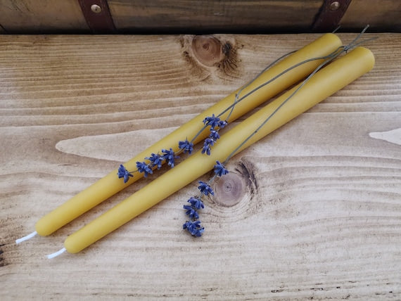 2× Dinner Taper Beeswax candles 25cmx2 cm