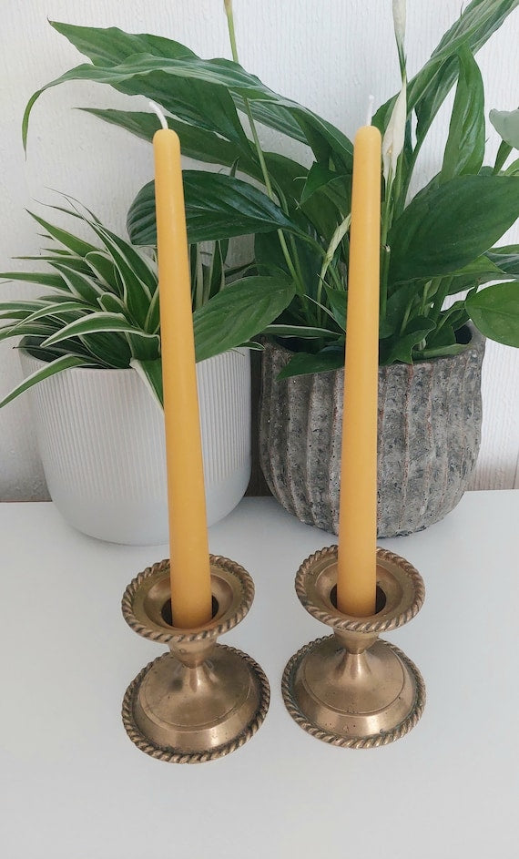 2× Dinner Taper Beeswax candles 25cmx2 cm