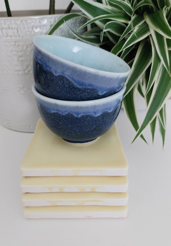 Ceramic Light Yellow glazed coasters ( set of 4 )