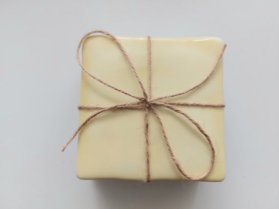 Ceramic Light Yellow glazed coasters ( set of 4 )