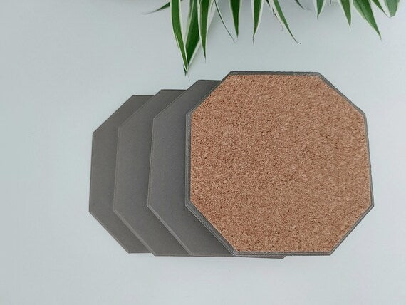 Ceramic Matte Grey Octagon Coasters