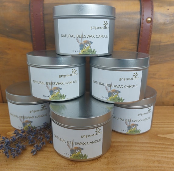Beeswax Candle In a Silver Round Seamless Tin With Lid