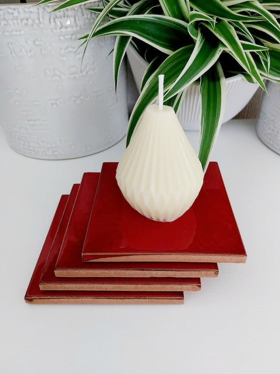 Ceramic Red coasters ( set of 4 )