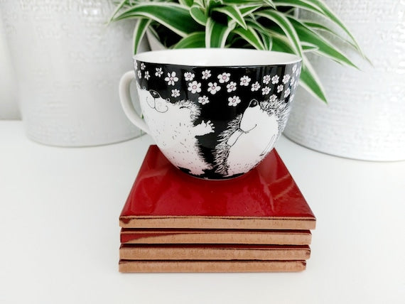 Ceramic Red coasters ( set of 4 )