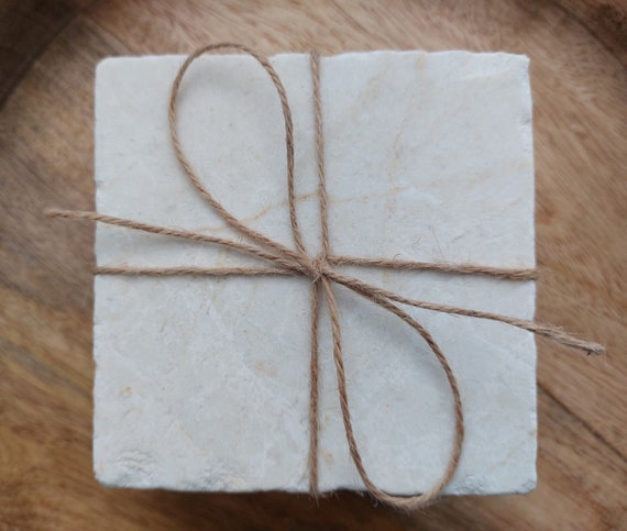 Rustic Tumbled Natural Marble coasters set