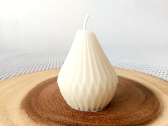 Beeswax Geometric Pear Drop candle