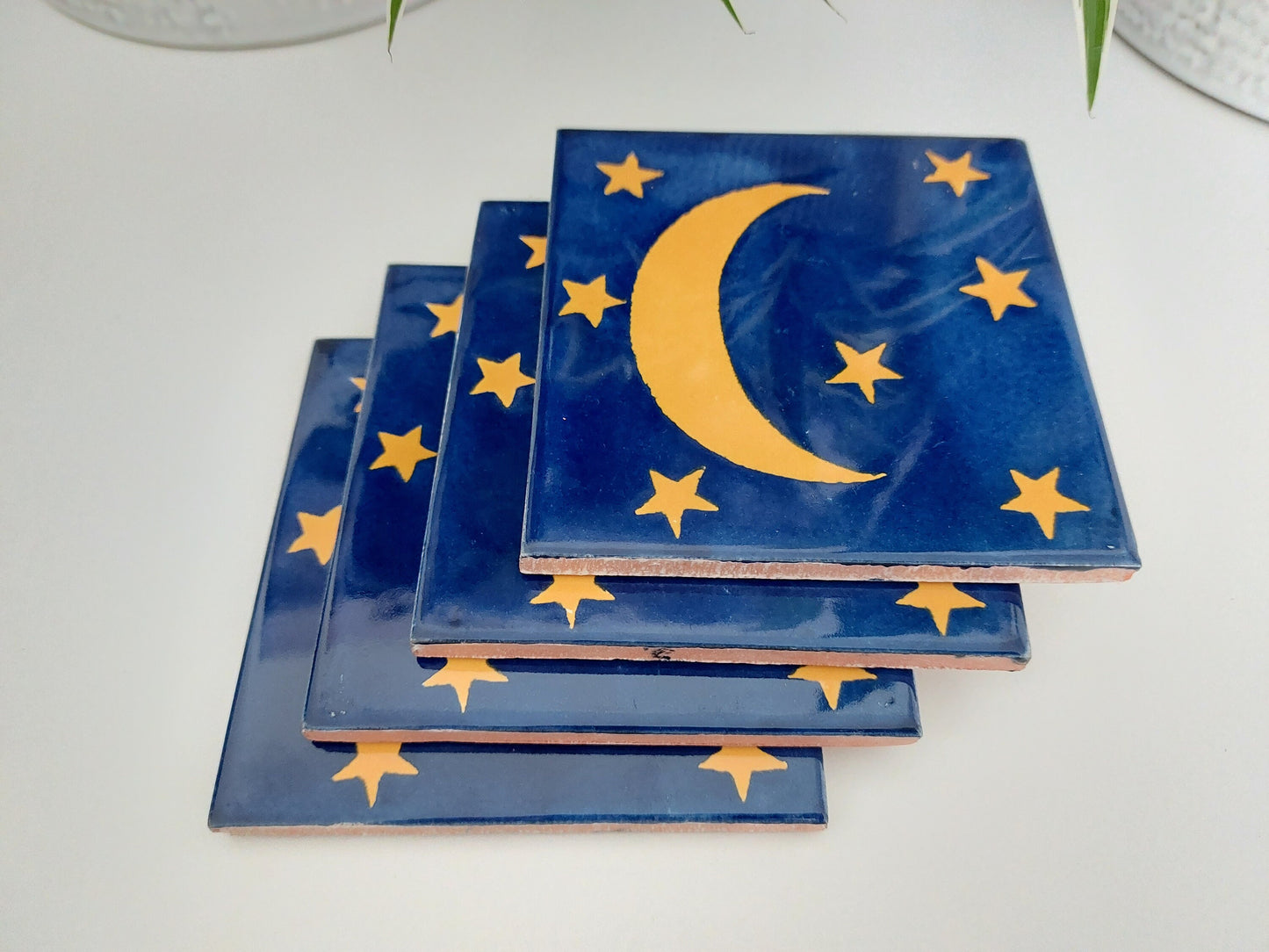Ceramic Moon And Stars Coasters