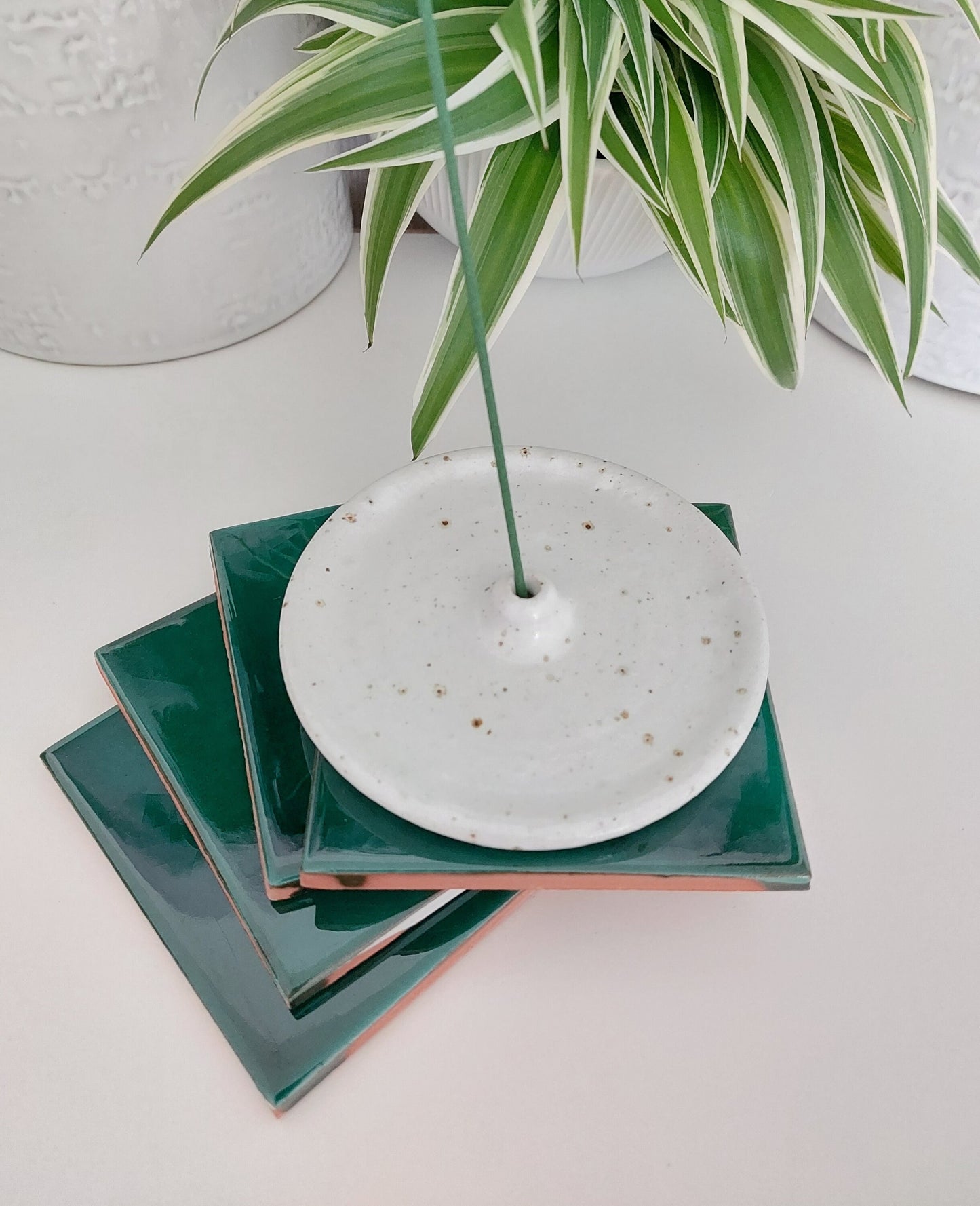 Ceramic Green coasters ( coasters set of 4 )